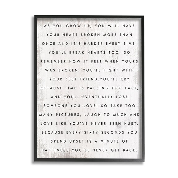 Stupell Industries Sixty Seconds Upset Motivational Happiness Phrase Rustic Pattern, 11 x 14, Design by Daphne Polselli