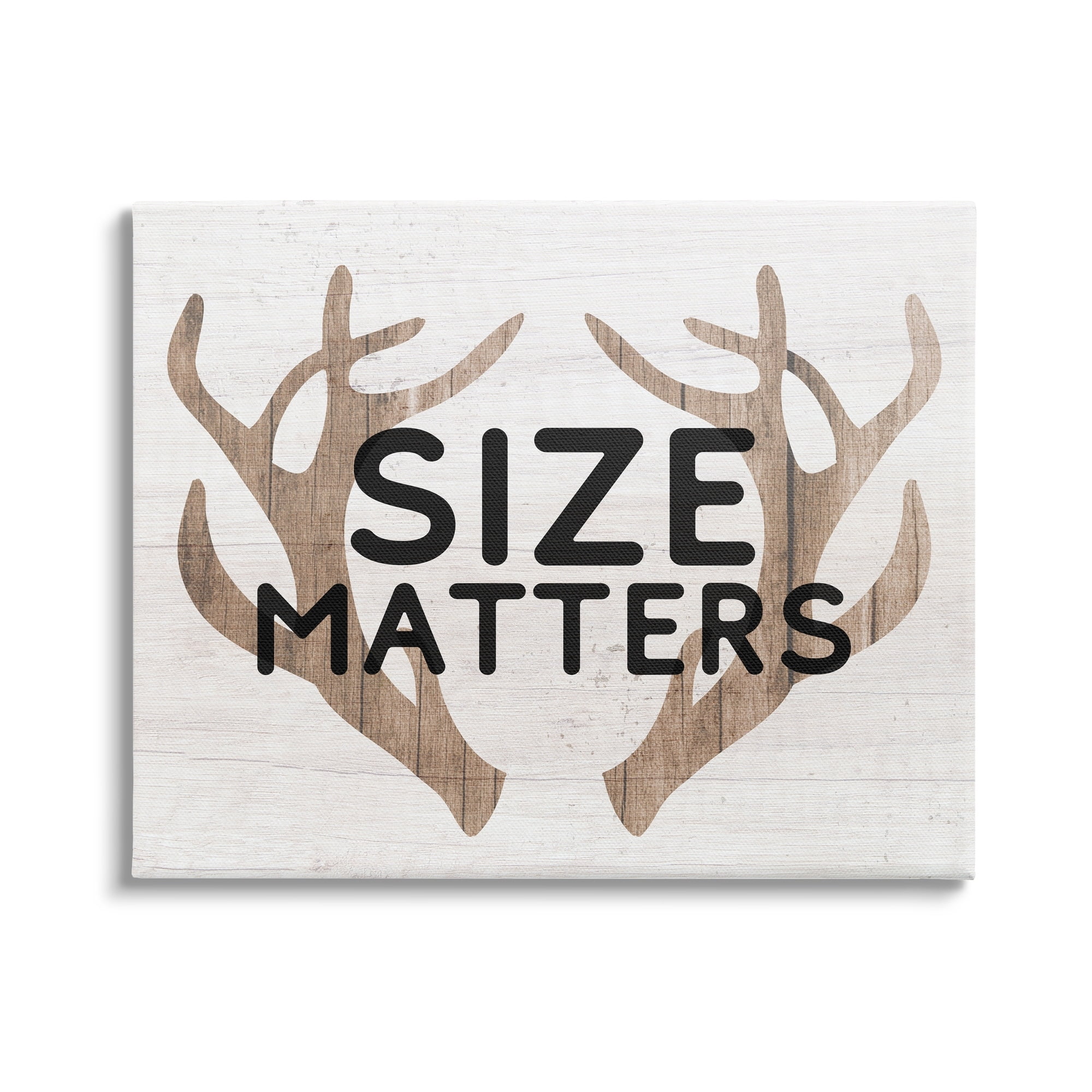 Stupell Industries Size Matters Funny Antlers Rustic Camping Typography Canvas Wall Art, 30 x 24, Design by Lil' Rue