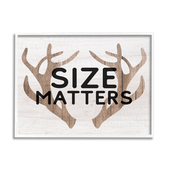 Stupell Industries Size Matters Funny Antlers Rustic Camping Typography Framed Wall Art, 14 x 11, Design by Lil' Rue