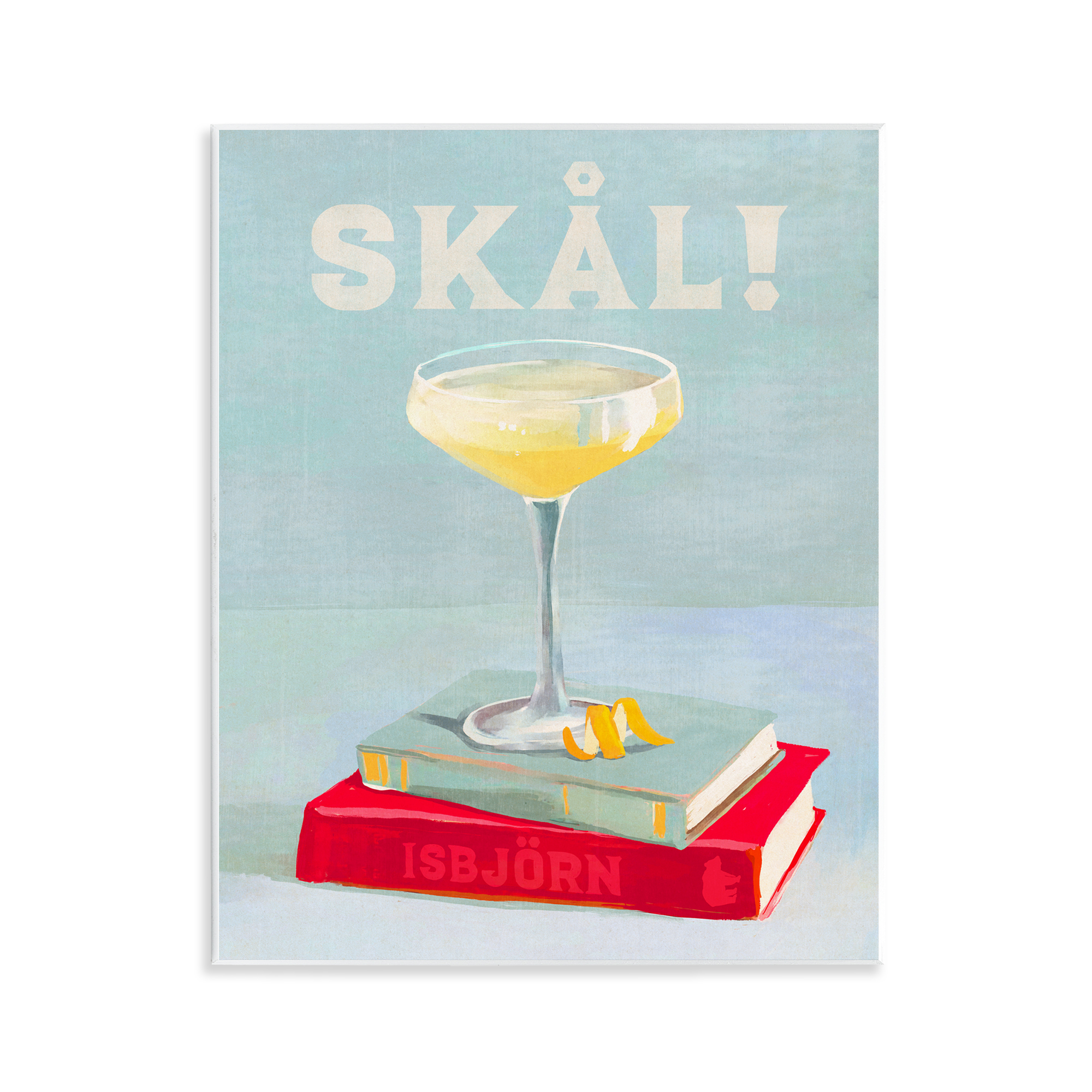 Stupell Industries Skal Cocktail & Bookstack Food & Beverage Painting Unframed Art Print Wall Art, 11 x 14