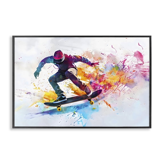 Stupell Industries Skateboarder in Motion Black Framed Giclee Art, design by Creative Studio