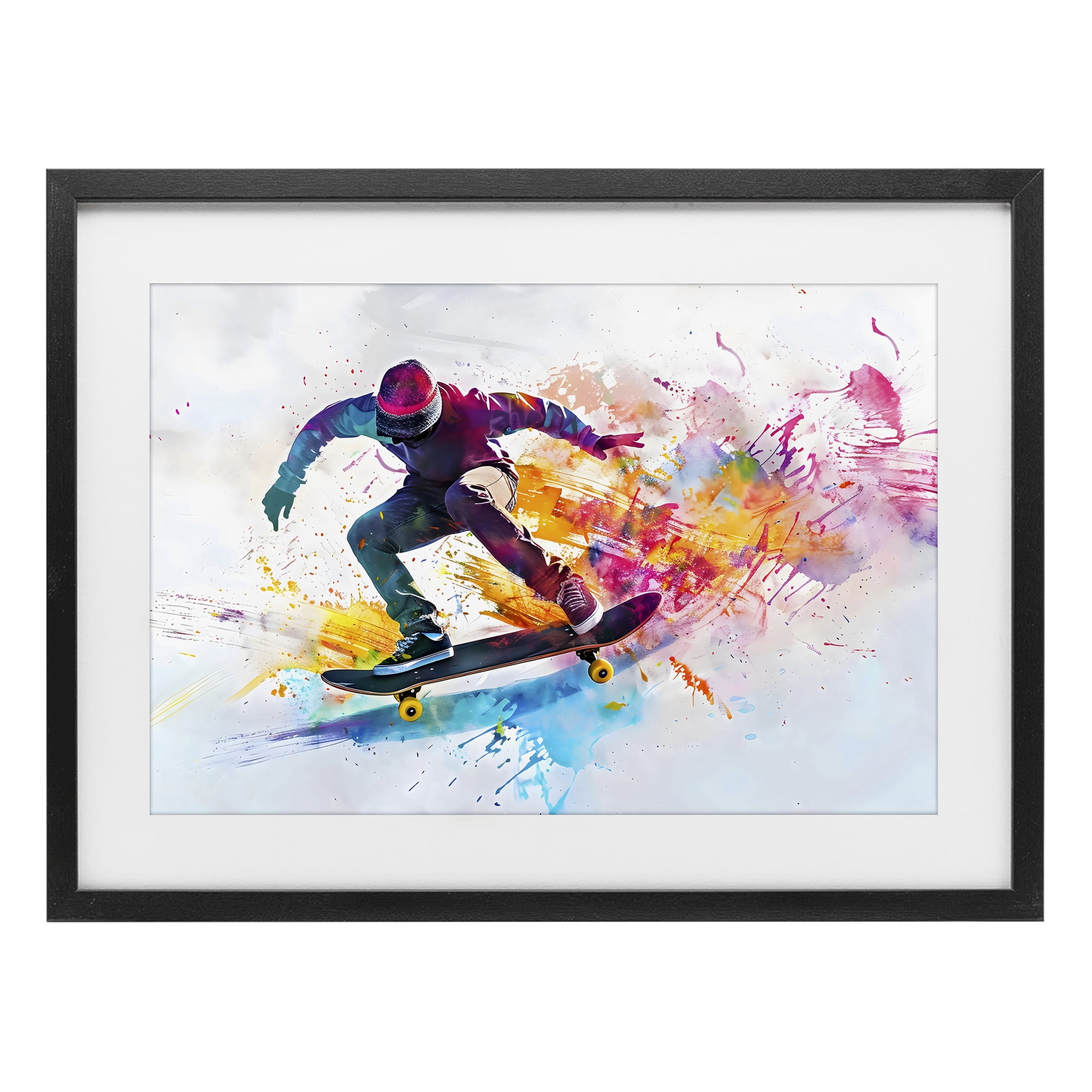 Stupell Industries Skateboarder in Motion Black Framed Print Under Glass, design by Creative Studio