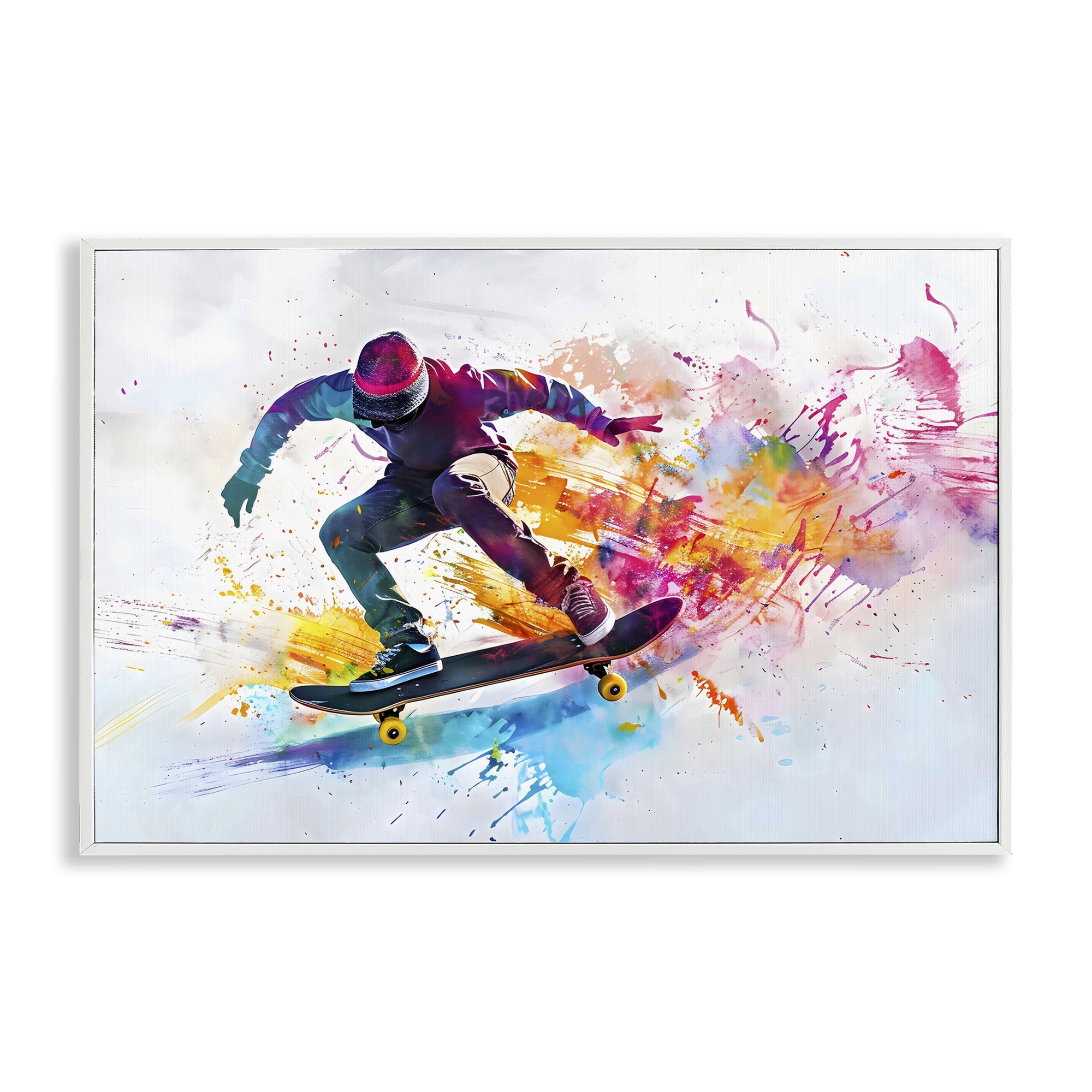 Stupell Industries Skateboarder in Motion White Framed Giclee Art, design by Creative Studio