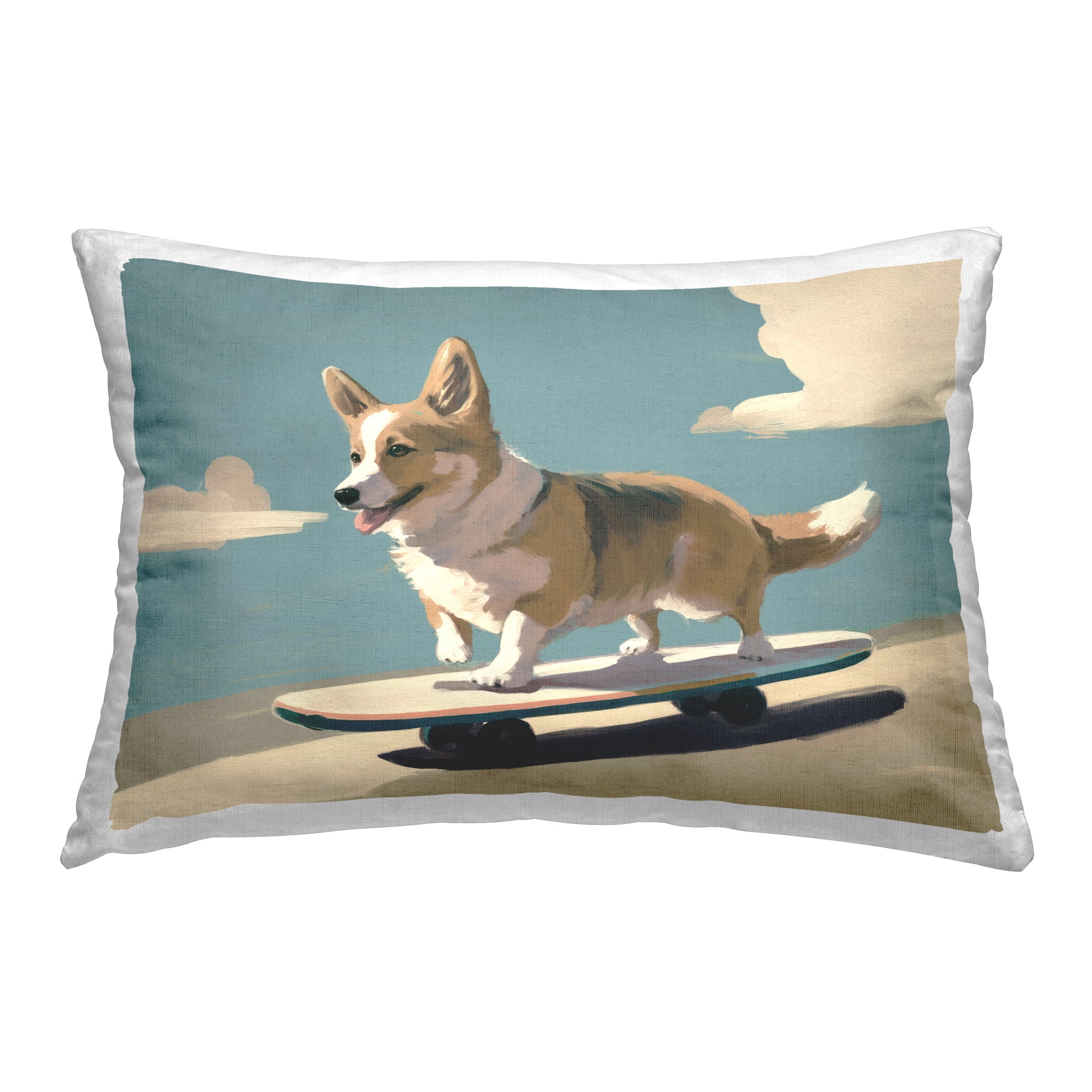 Stupell Industries Skateboarding Corgi Dog Decorative Printed Throw Pillow Design by Svetlana Aleynikova.