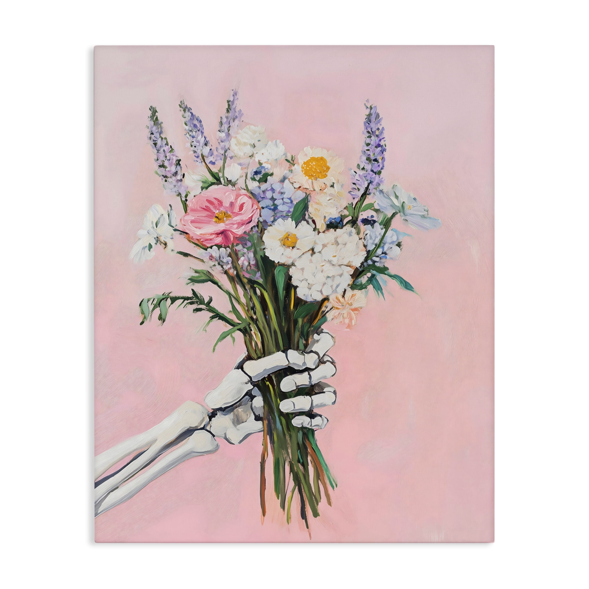 Stupell Industries Skeleton Hand Holding Flowers Canvas Wall Art, design by The Prints Vibe