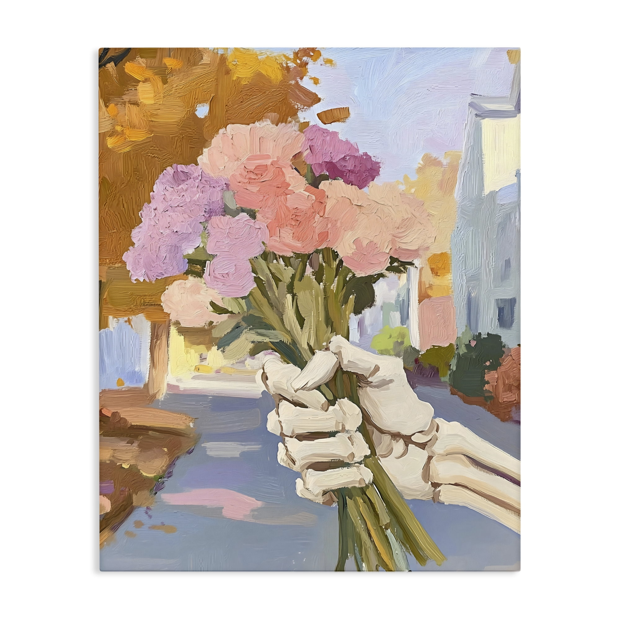 Stupell Industries Skeleton Hand Holding Flowers Canvas Wall Art, design by The Prints Vibe