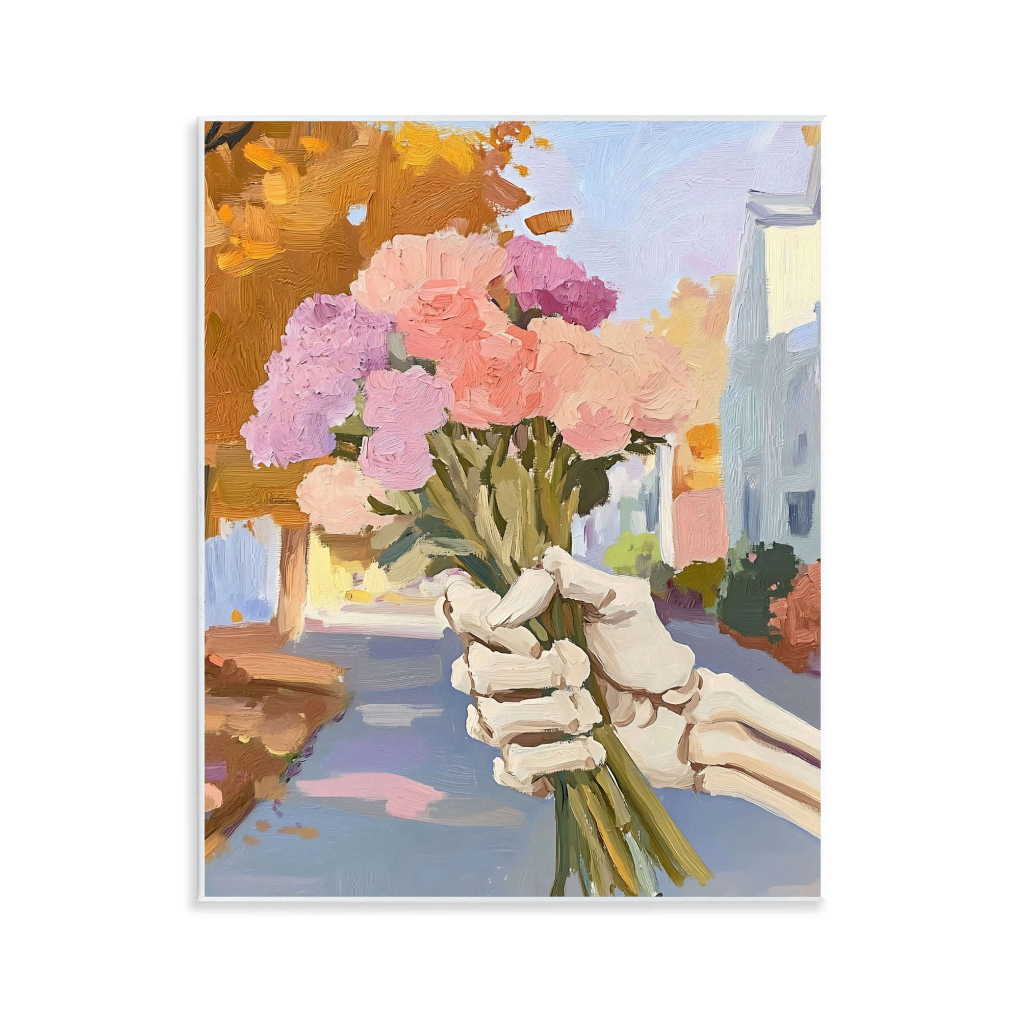 Stupell Industries Skeleton Hand Holding Flowers Wall Plaque Art, design by The Prints Vibe