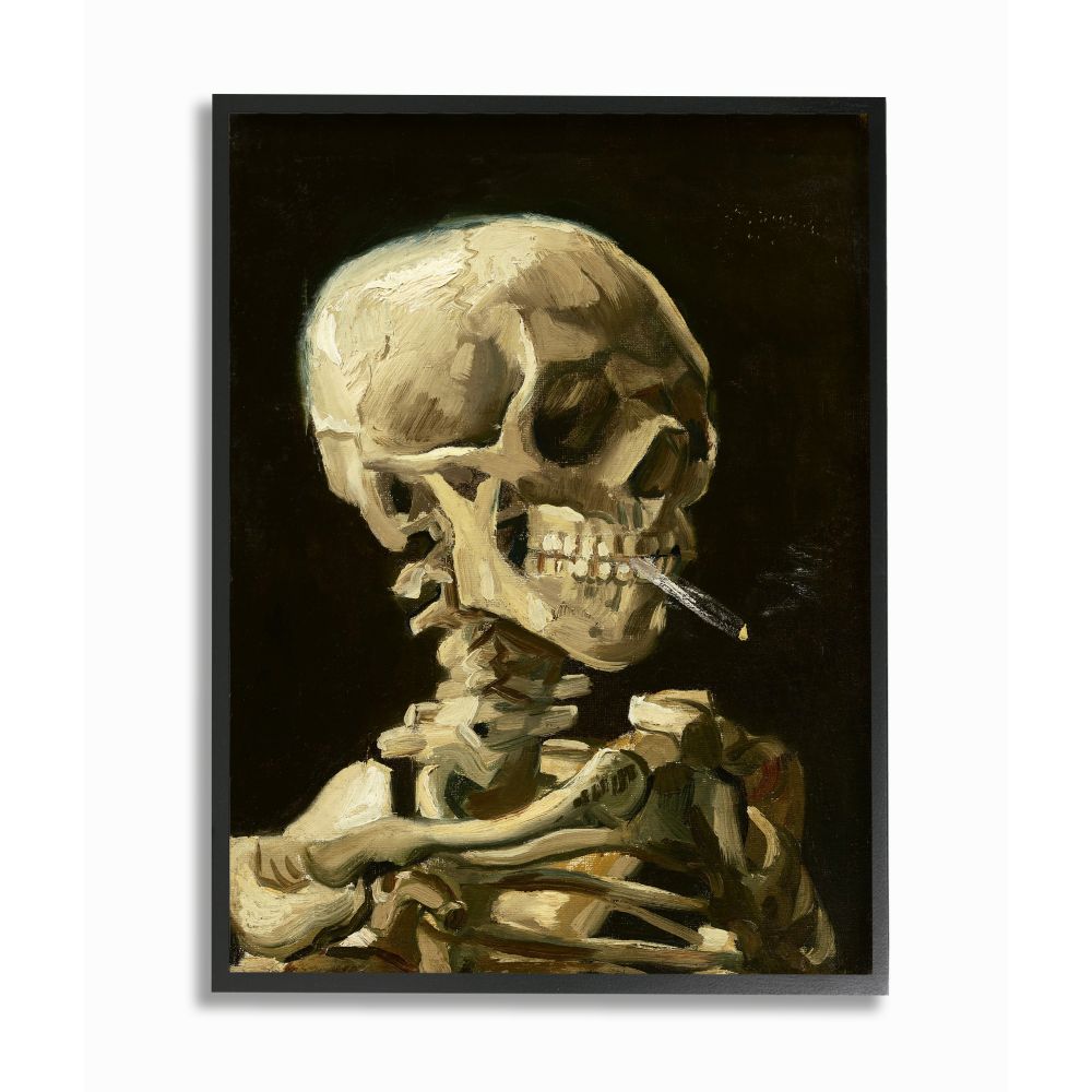 Stupell Industries Skeleton With A Smoke Tan Black Van Gogh Classical Painting Black Framed Art Print Wall Art, 11x14, by Vincent Van Gogh