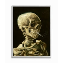 Stupell Industries Skeleton With A Smoke Tan Black Van Gogh Classical Painting Framed Wall Art by Vincent Van Gogh, 16" x 20", Gray Framed