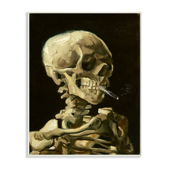 Stupell Industries Skeleton With A Smoke Tan Black Van Gogh Classical Painting Wall Plaque by Vincent Van Gogh