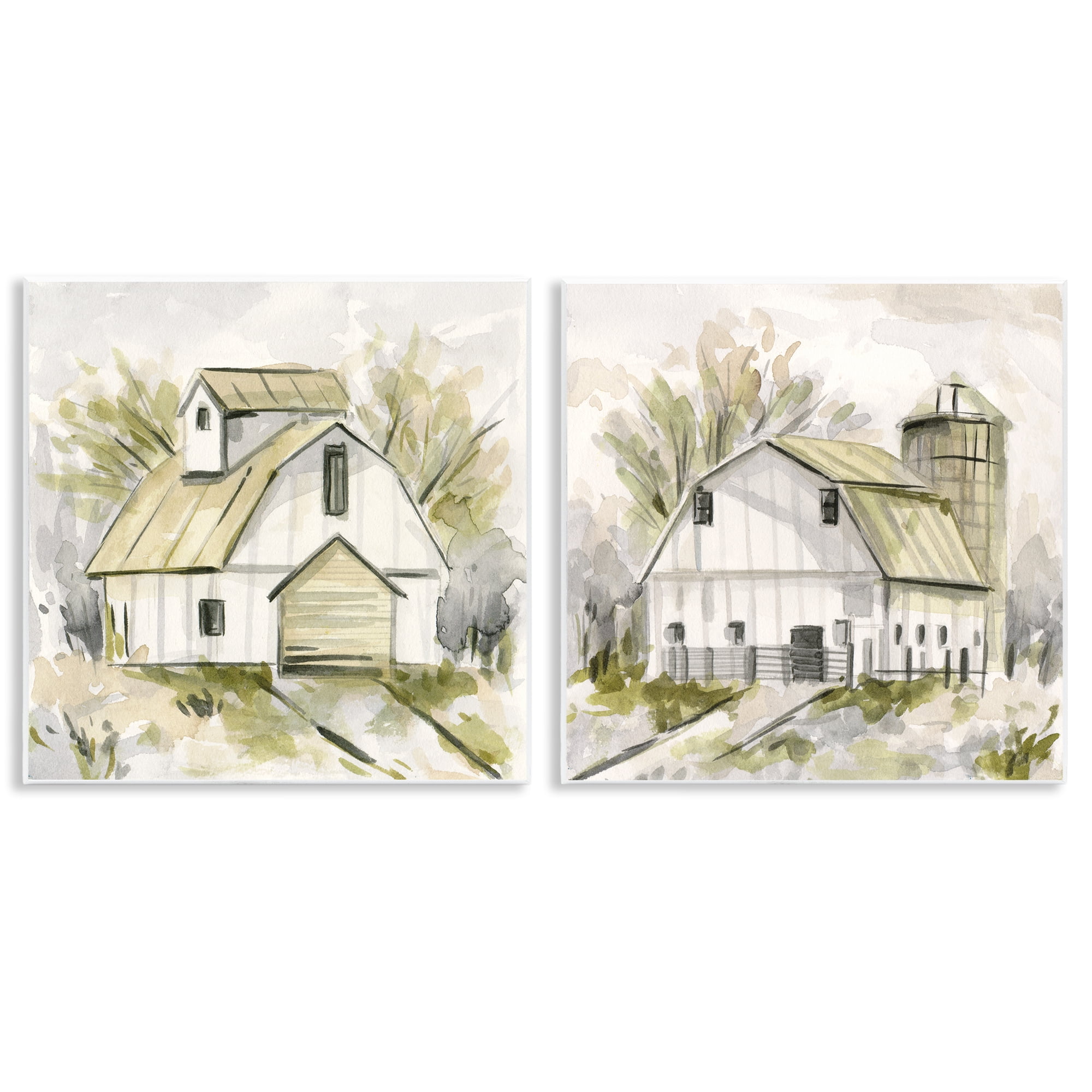 Stupell Industries Sketch Drawing Barn Silo Landscape & Nature Painting ...