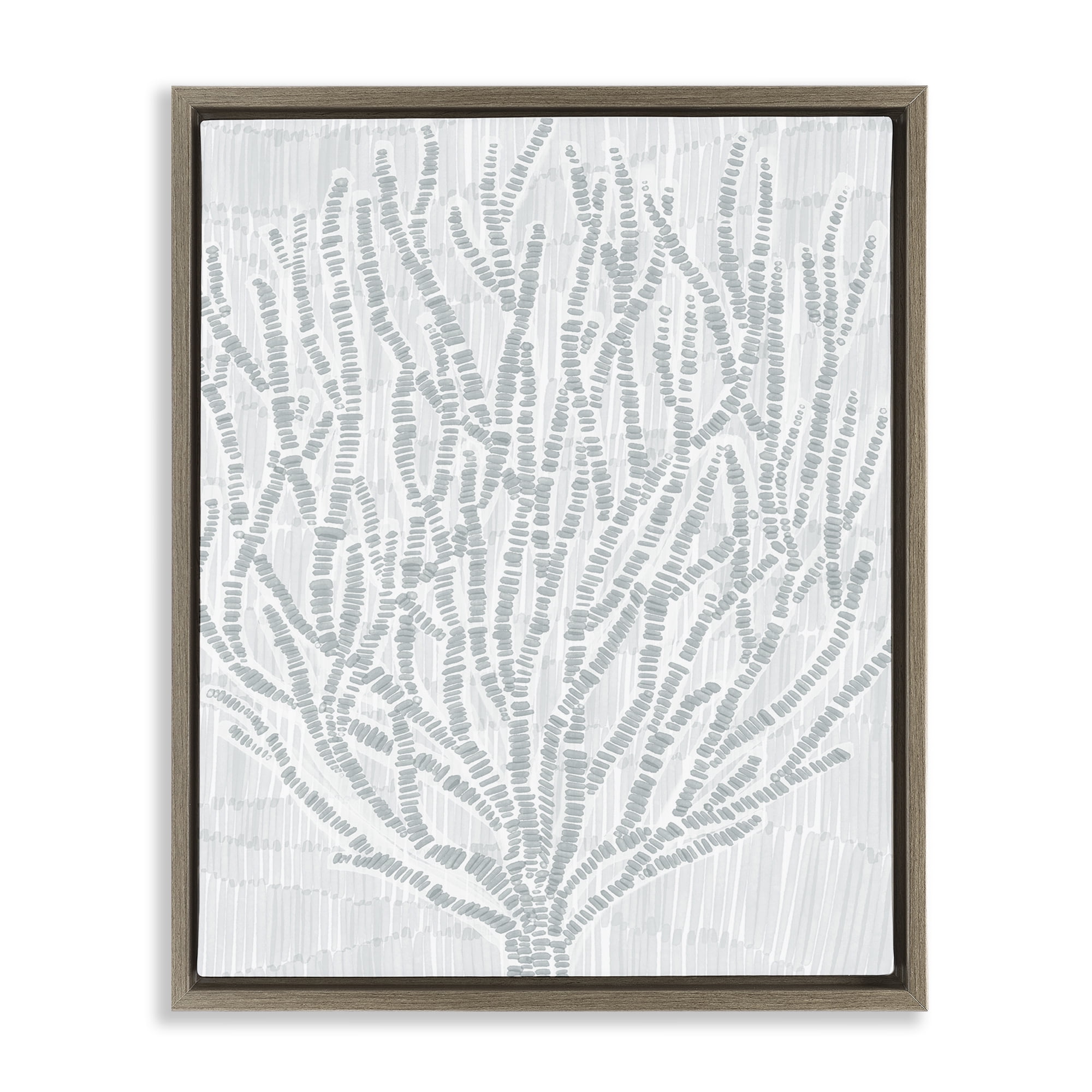 Stupell Industries Sketched Coral Sprigs Nautical & Beach Painting Brown Floater Framed Canvas Art Print Wall Art, 17 x 21