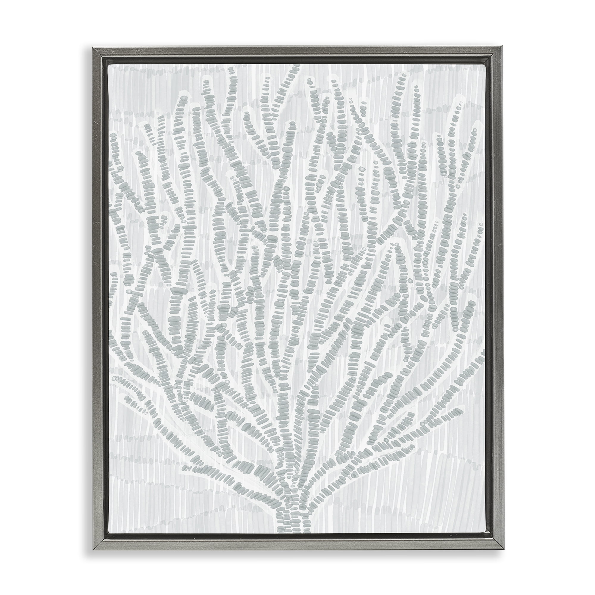 Stupell Industries Sketched Coral Sprigs Nautical & Beach Painting Gray Floater Framed Canvas Art Print Wall Art, 25 x 31