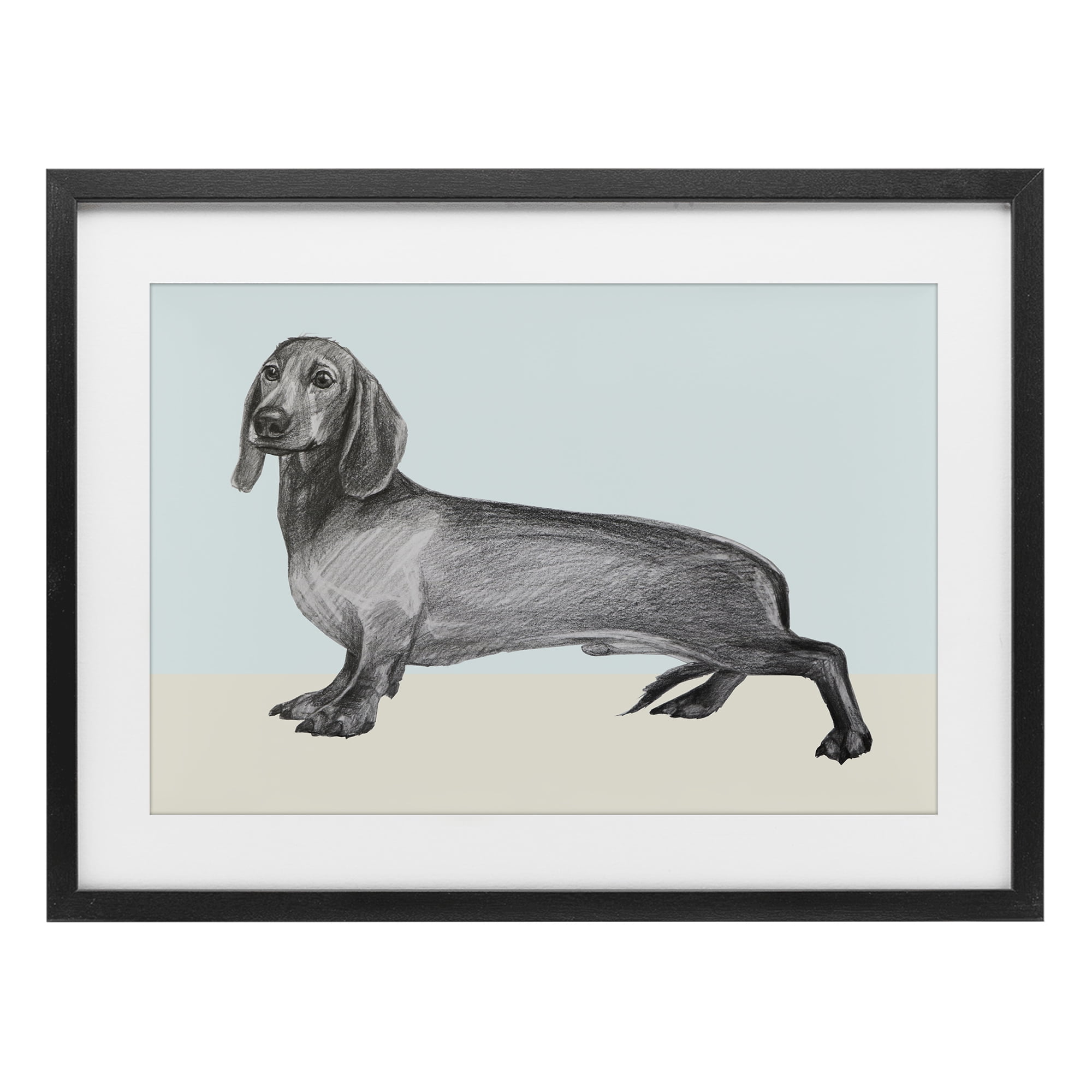 Stupell Industries Sketched Dachshund on Blue Black Framed Print Under Glass, design by Violeta Vollmer