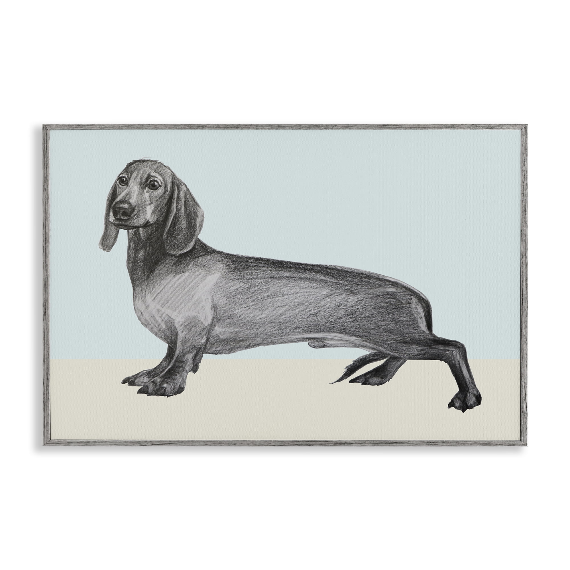 Stupell Industries Sketched Dachshund on Blue Gray Framed Giclee Art, design by Violeta Vollmer