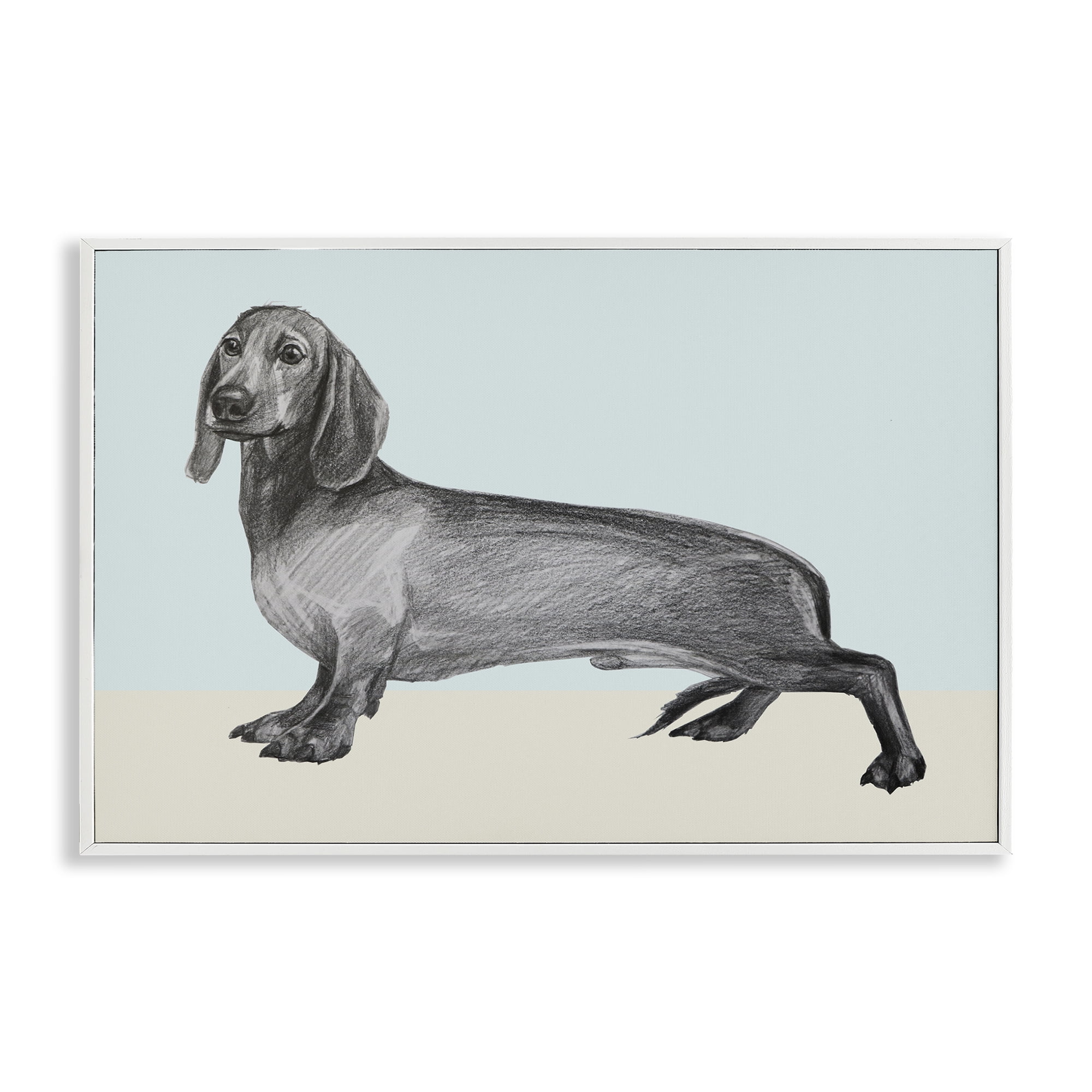Stupell Industries Sketched Dachshund on Blue White Framed Giclee Art, design by Violeta Vollmer