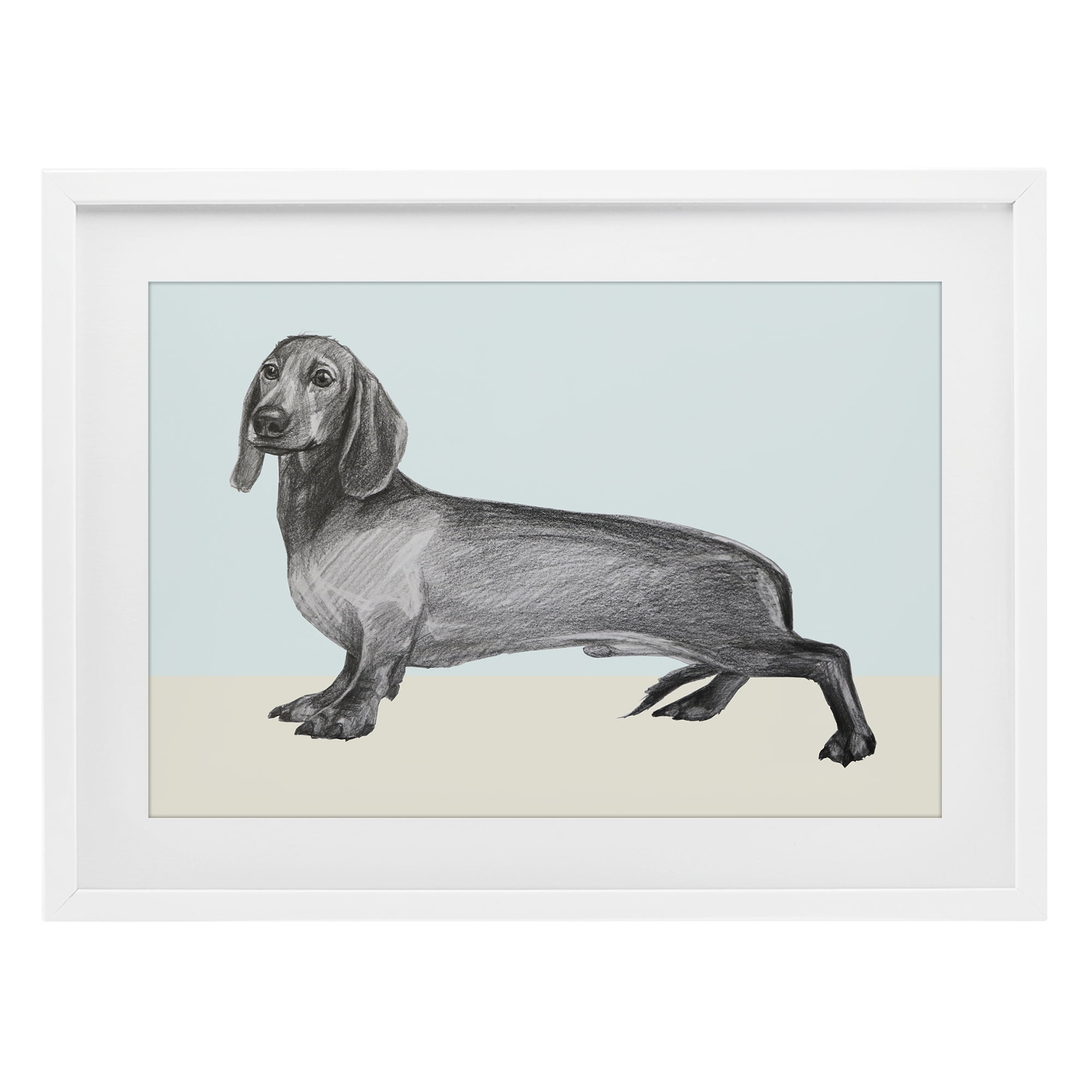 Stupell Industries Sketched Dachshund on Blue White Framed Print Under Glass, design by Violeta Vollmer