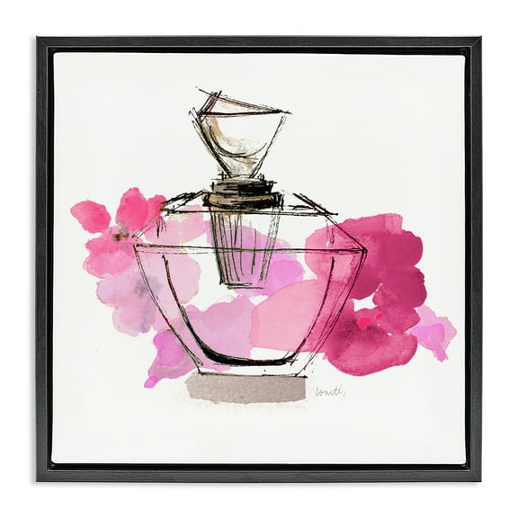 Stupell Industries Sketched Doodle Perfume Fashion Painting Black Floater Framed Canvas Art Print Wall Art, 18 x 18