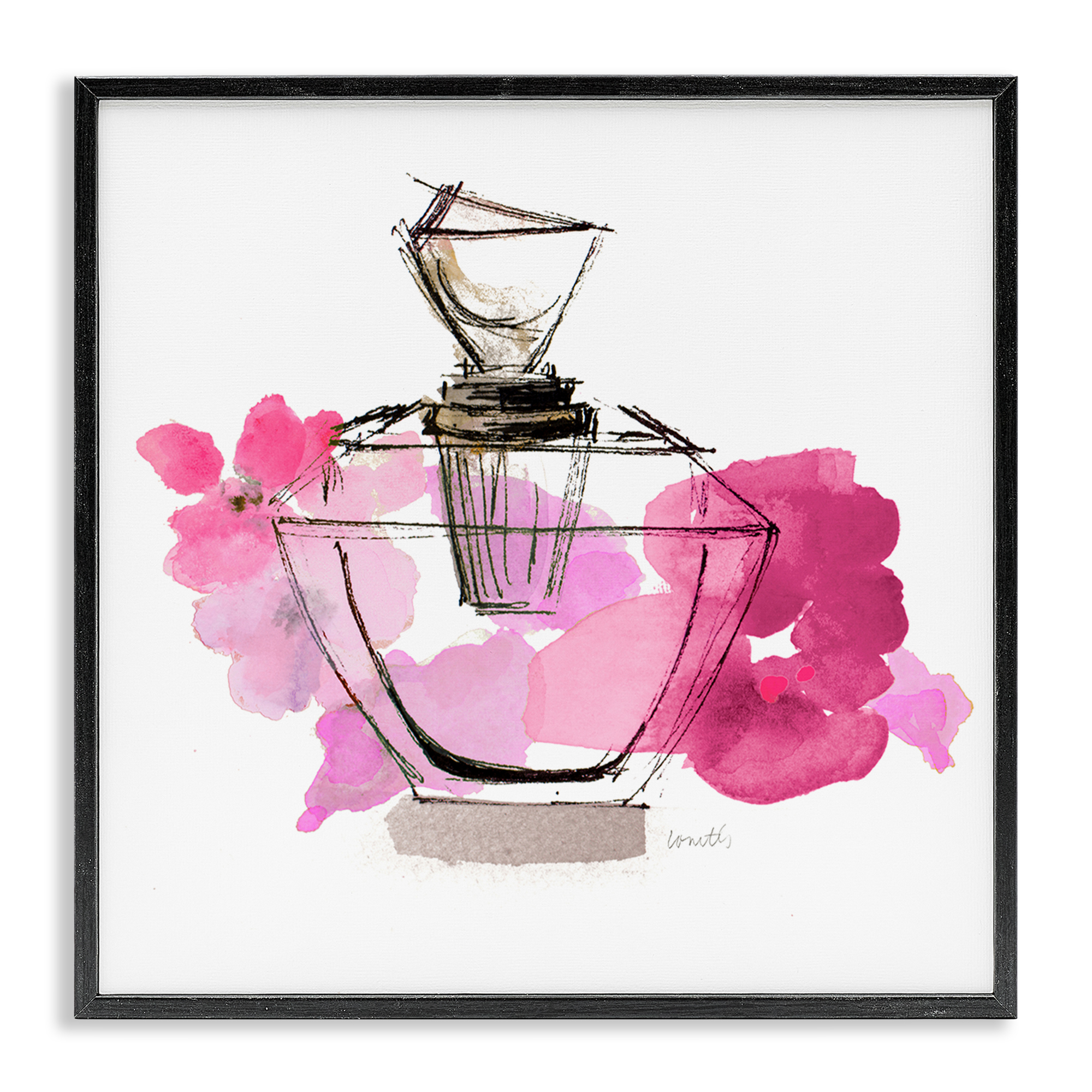 Stupell Industries Sketched Doodle Perfume Fashion Painting Black Framed Art Print Wall Art, 24 x 24