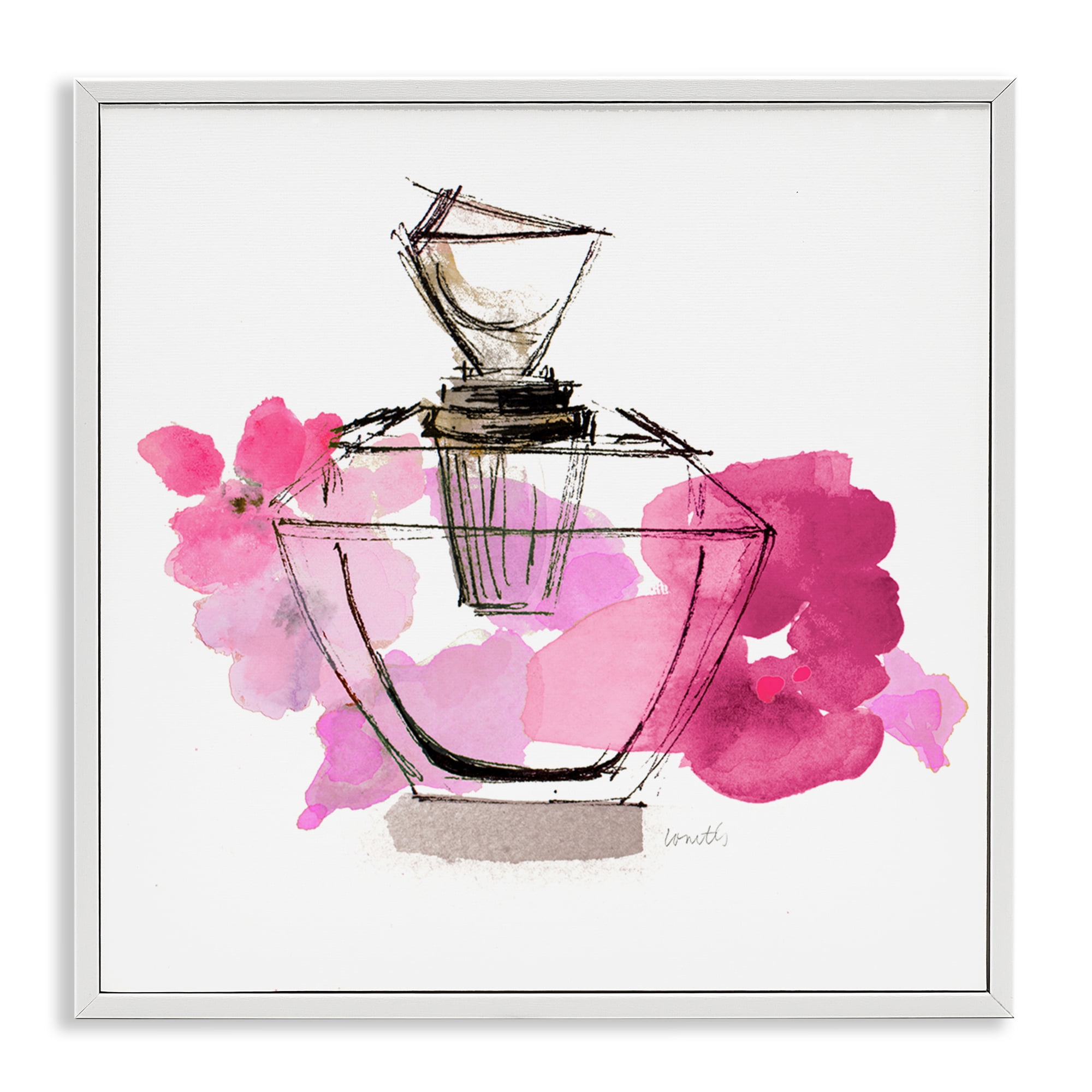 Stupell Industries Sketched Doodle Perfume Fashion Painting White Framed Art Print Wall Art, 12 x 12