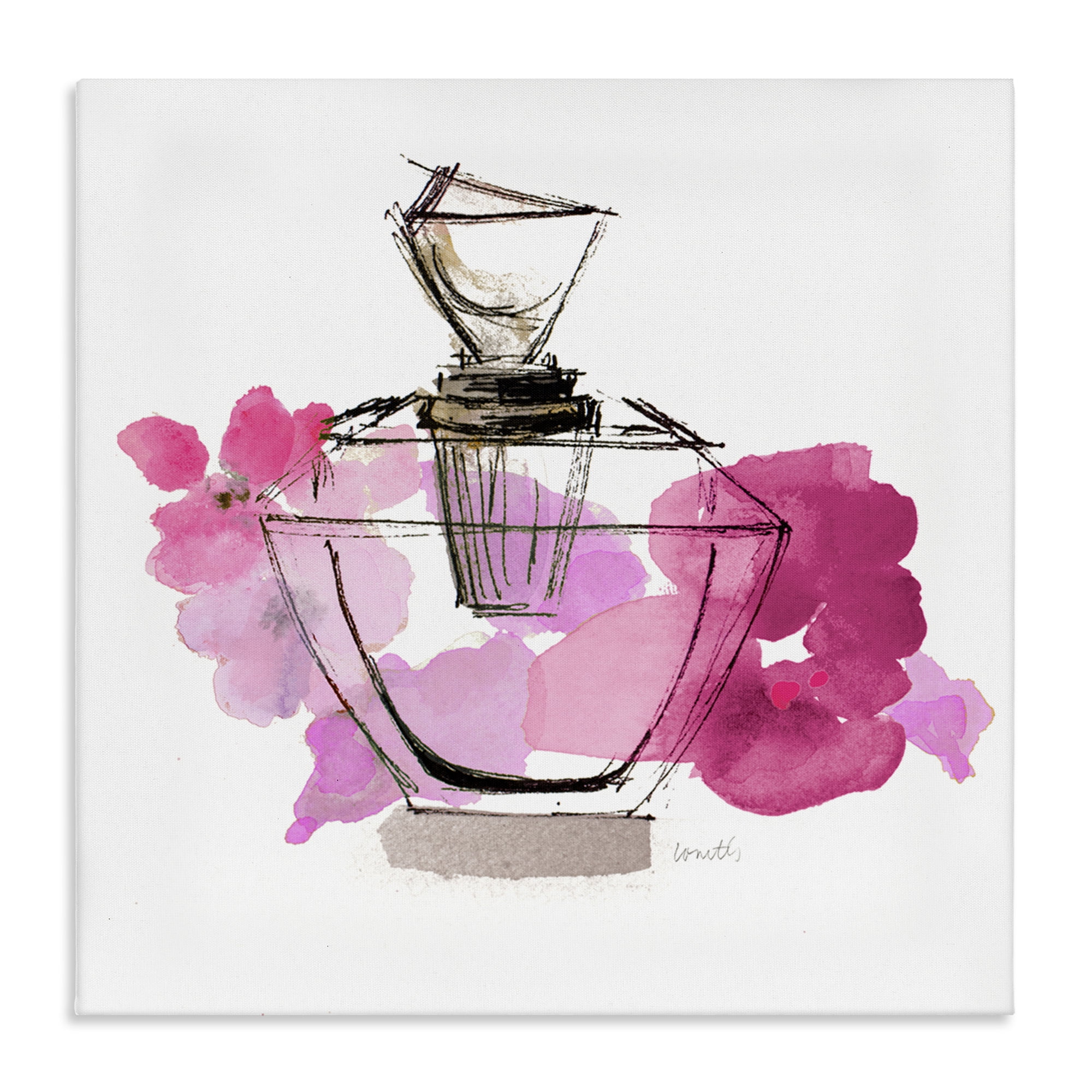 Stupell Industries Sketched Doodle Perfume Fashion Painting Wrapped Canvas Art Print Wall Art, 36 x 36