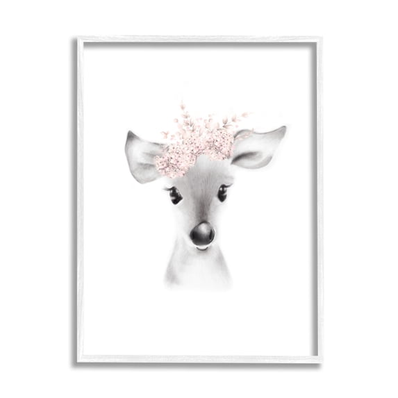Stupell Industries Sketched Fluffy Deer Flowers, 24 x 30,Design by Studio Q