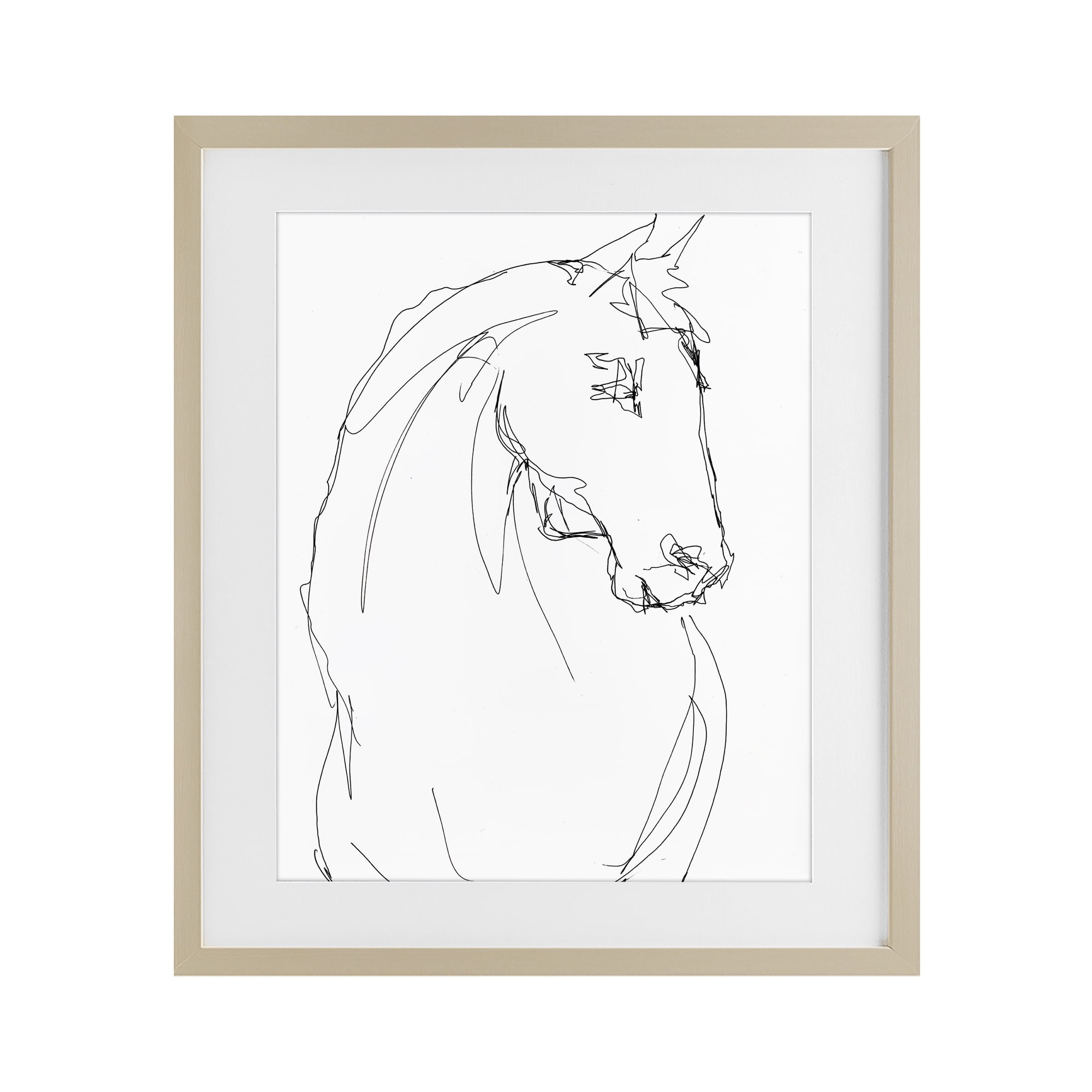 Stupell Industries Sketched Horse Contour Birch Framed Print Under Glass, design by Lorenzo Collective