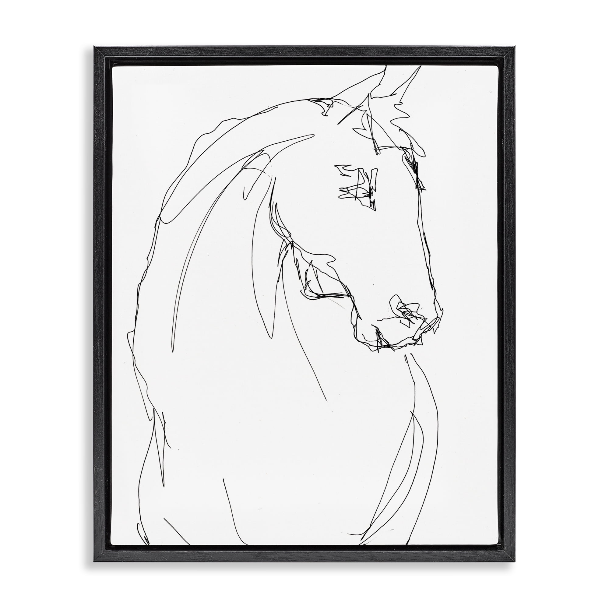 Stupell Industries Sketched Horse Contour Black Framed Floater Canvas Wall Art, design by Lorenzo Collective