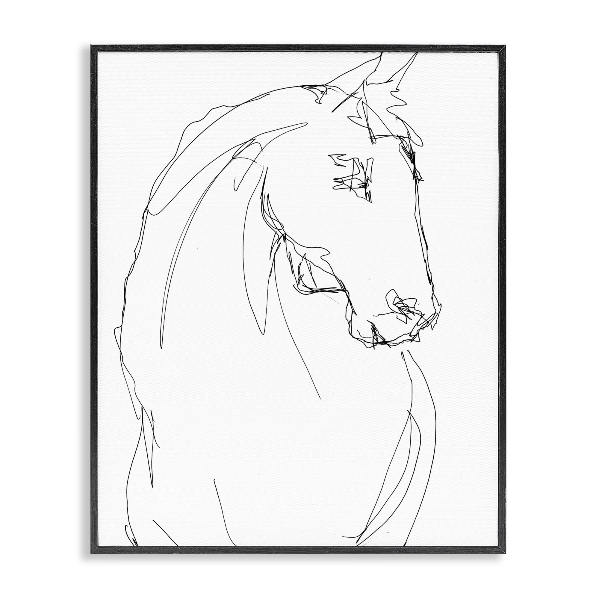 Stupell Industries Sketched Horse Contour Black Framed Giclee Art, design by Lorenzo Collective