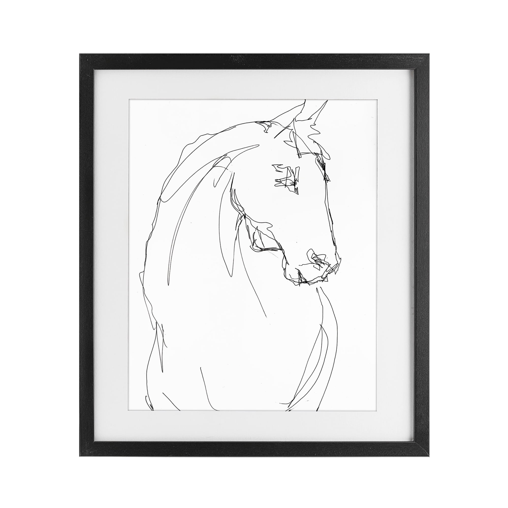 Stupell Industries Sketched Horse Contour Black Framed Print Under Glass, design by Lorenzo Collective
