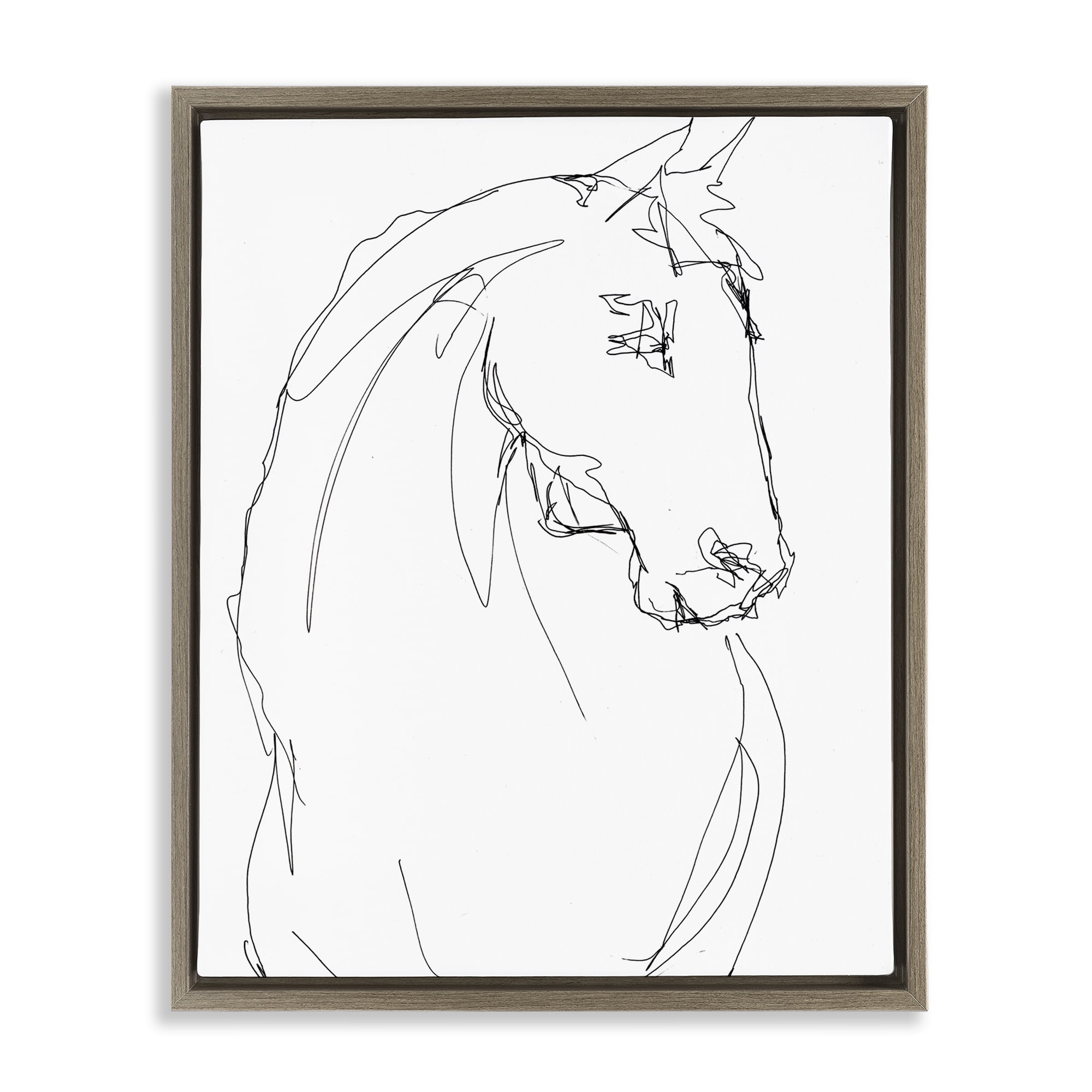 Stupell Industries Sketched Horse Contour Brown Framed Floater Canvas Wall Art, design by Lorenzo Collective