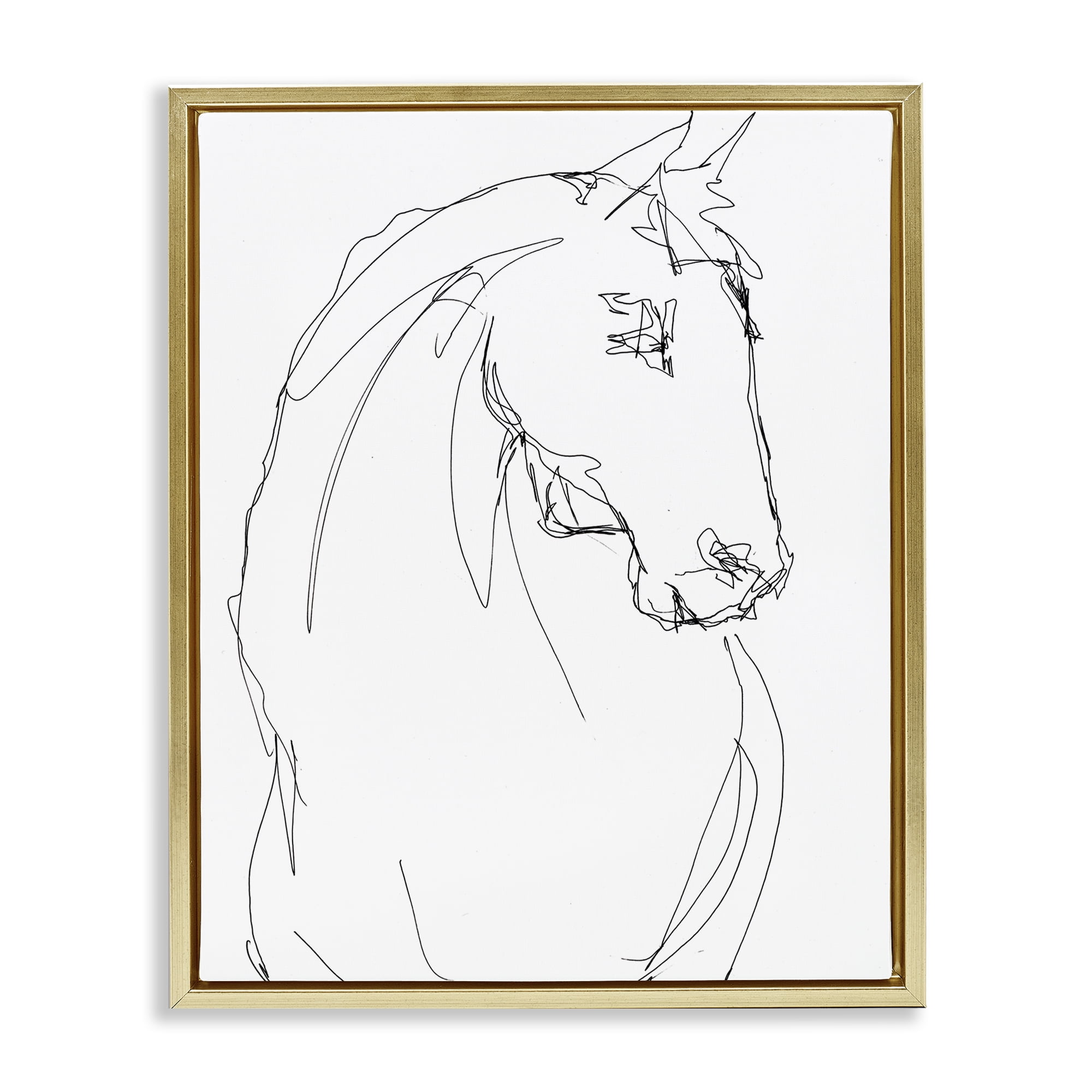 Stupell Industries Sketched Horse Contour Gold Framed Floater Canvas Wall Art, design by Lorenzo Collective