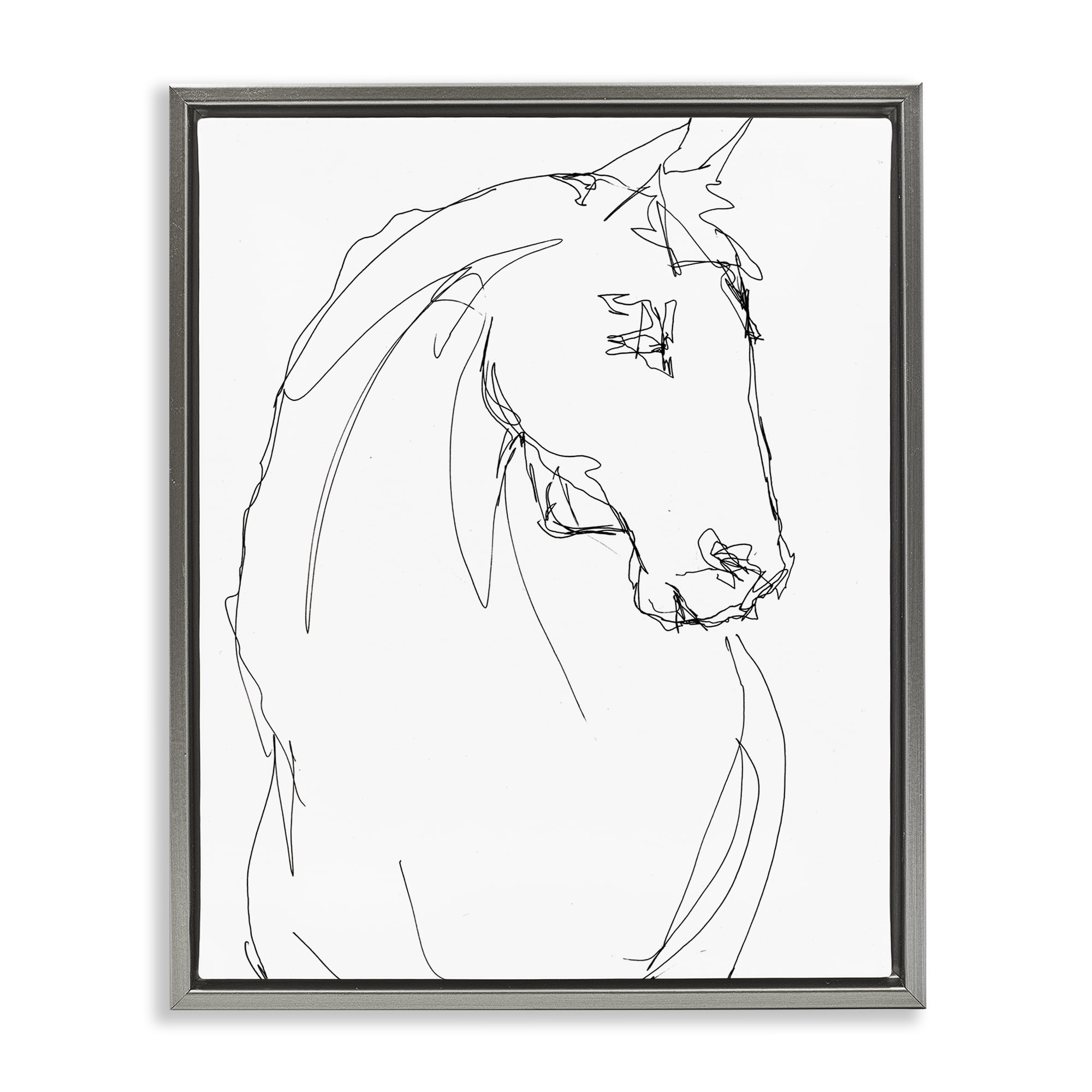 Stupell Industries Sketched Horse Contour Gray Framed Floater Canvas Wall Art, design by Lorenzo Collective