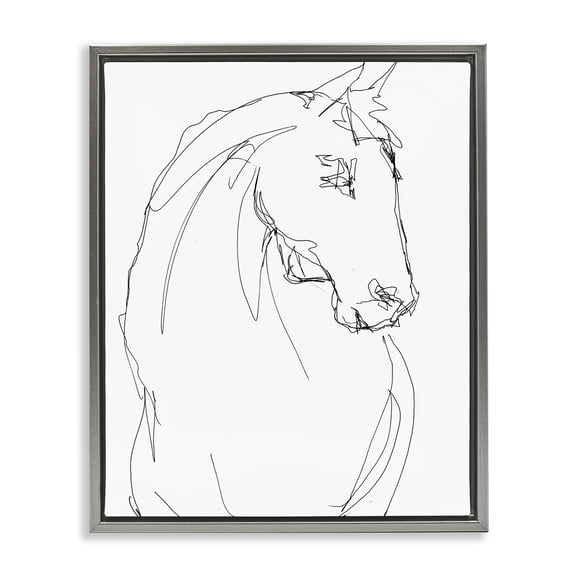 Stupell Industries Sketched Horse Contour Gray Framed Floater Canvas Wall Art, design by Lorenzo Collective