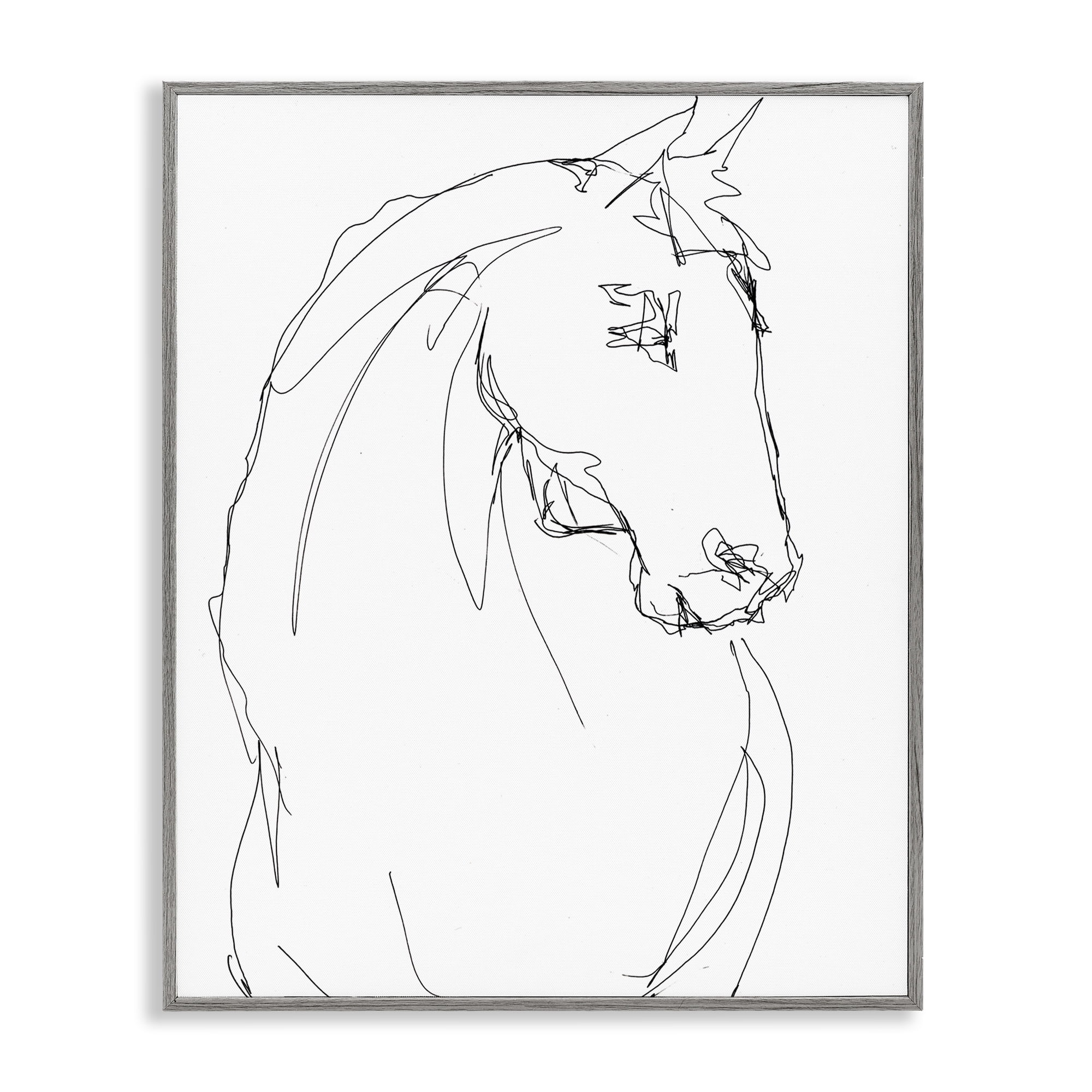Stupell Industries Sketched Horse Contour Gray Framed Giclee Art, design by Lorenzo Collective