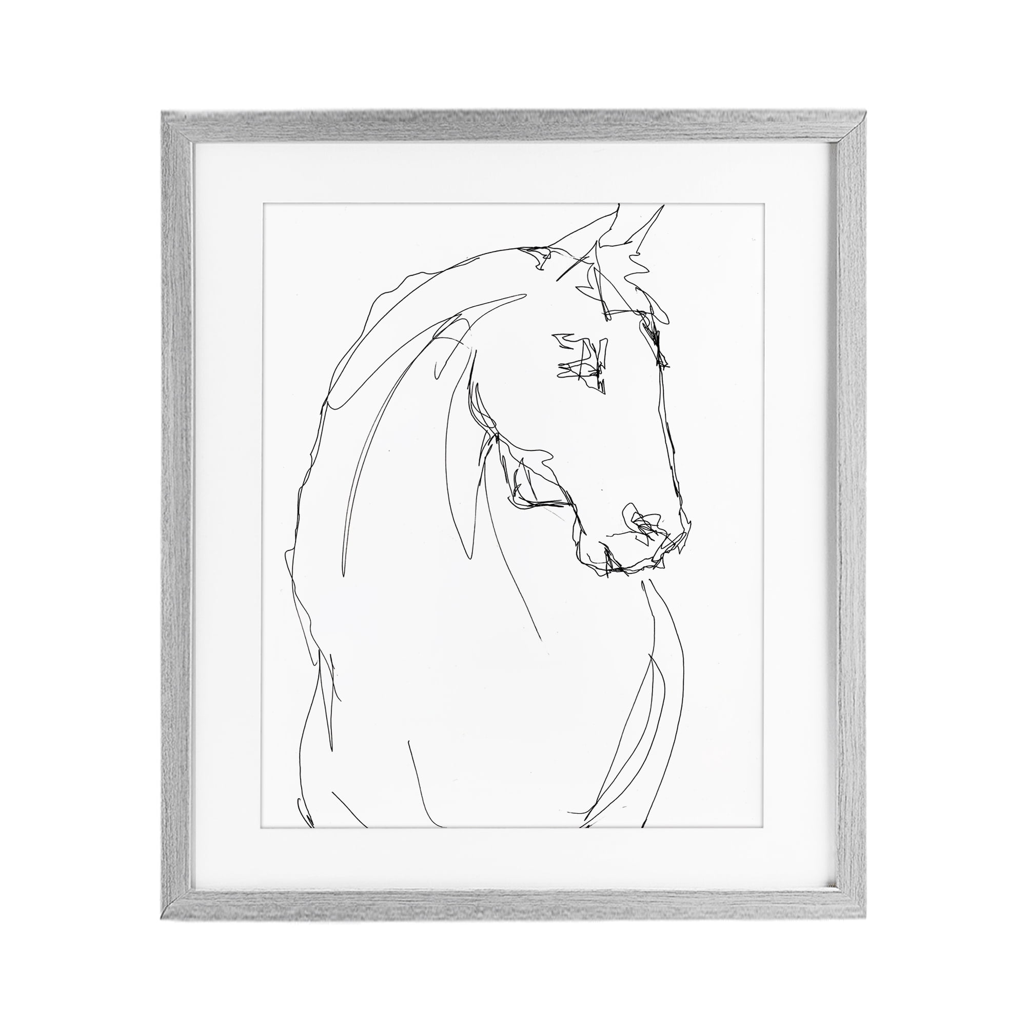 Stupell Industries Sketched Horse Contour Gray Framed Print Under Glass, design by Lorenzo Collective