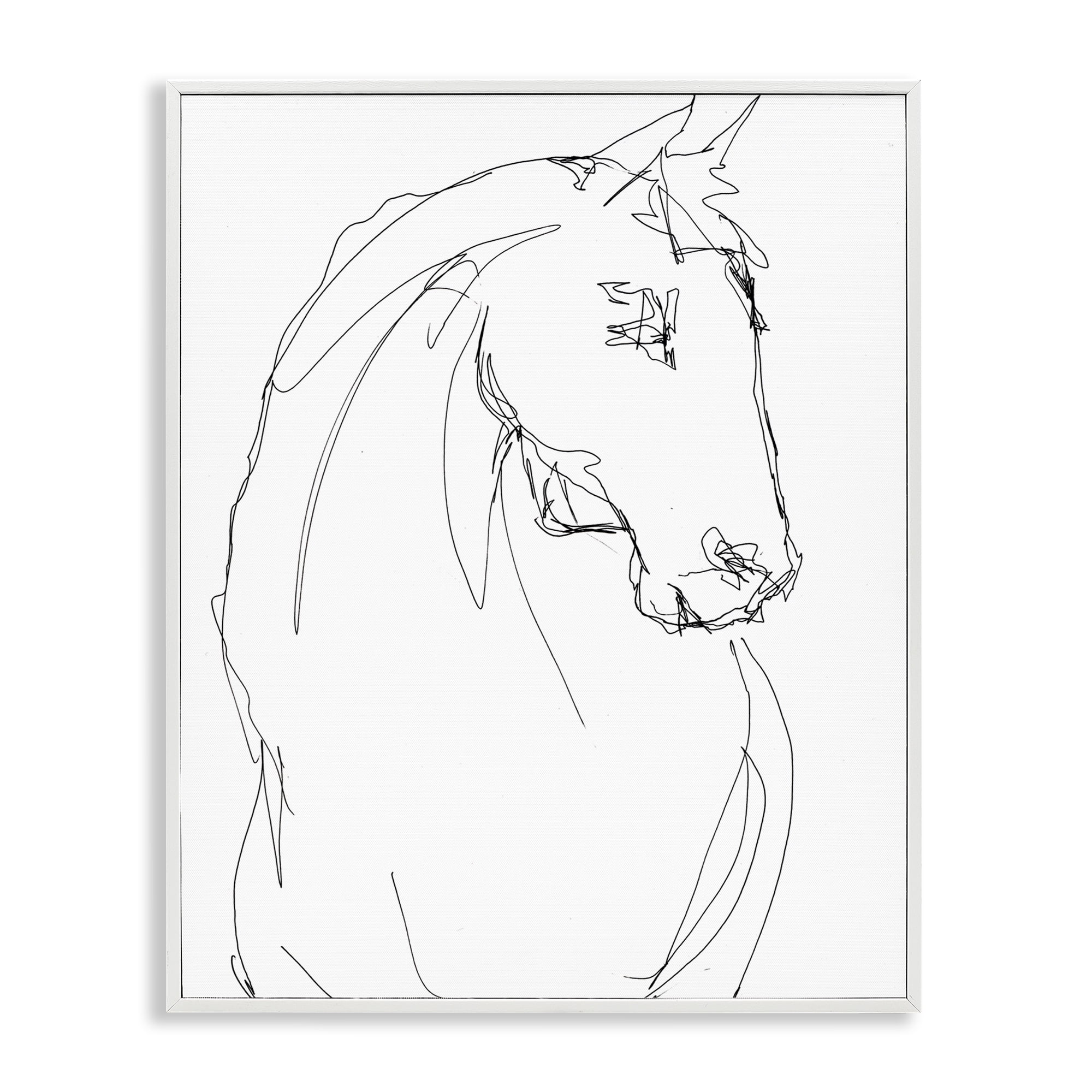 Stupell Industries Sketched Horse Contour White Framed Giclee Art, design by Lorenzo Collective