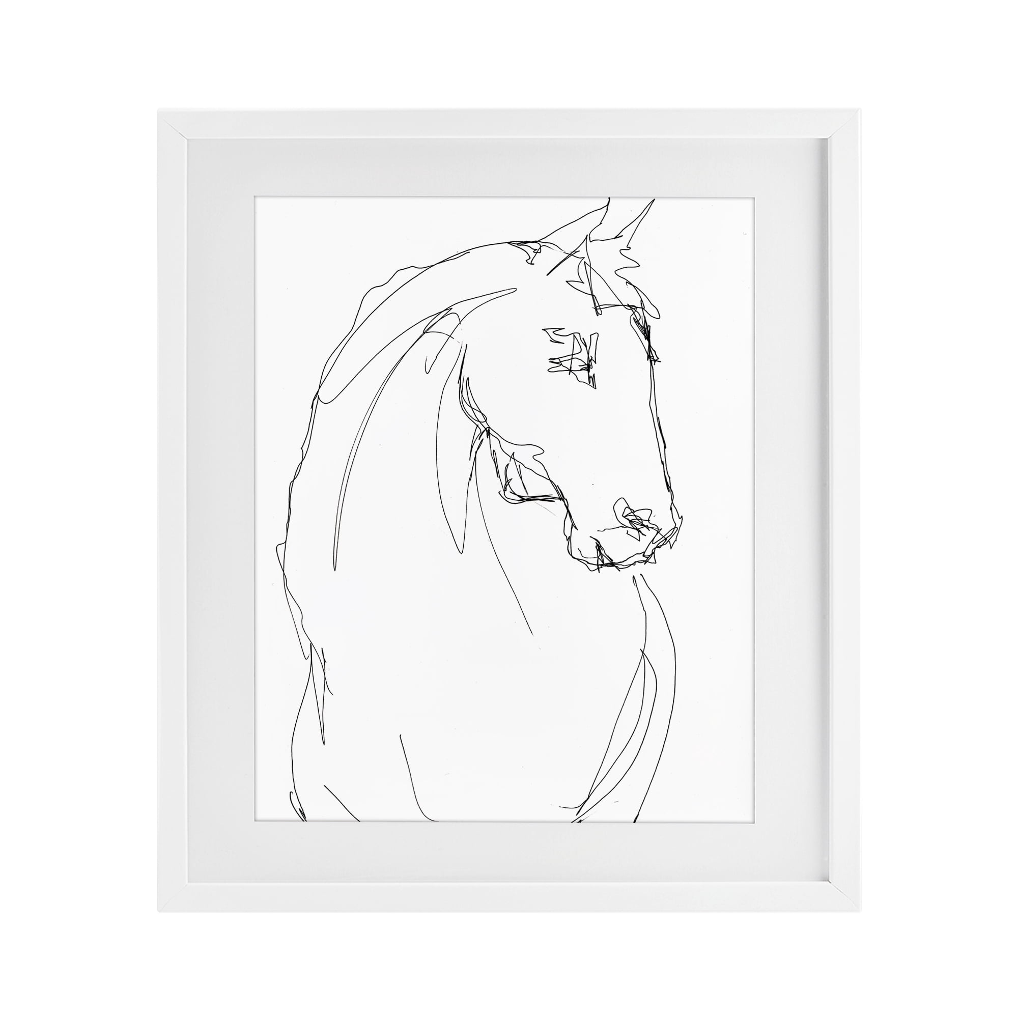Stupell Industries Sketched Horse Contour White Framed Print Under Glass, design by Lorenzo Collective