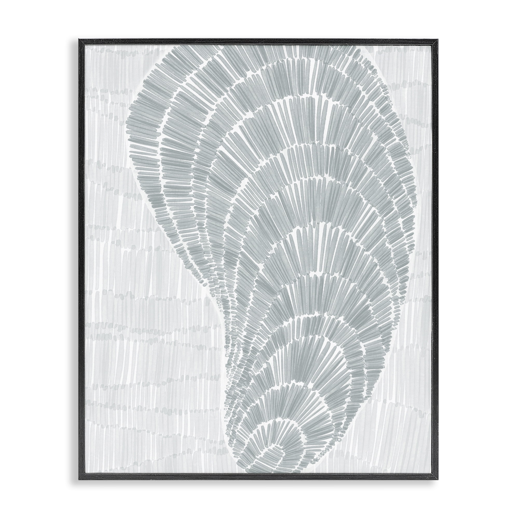 Stupell Industries Sketched Oyster Shell Nautical & Beach Painting Black Framed Art Print Wall Art, 24 x 30
