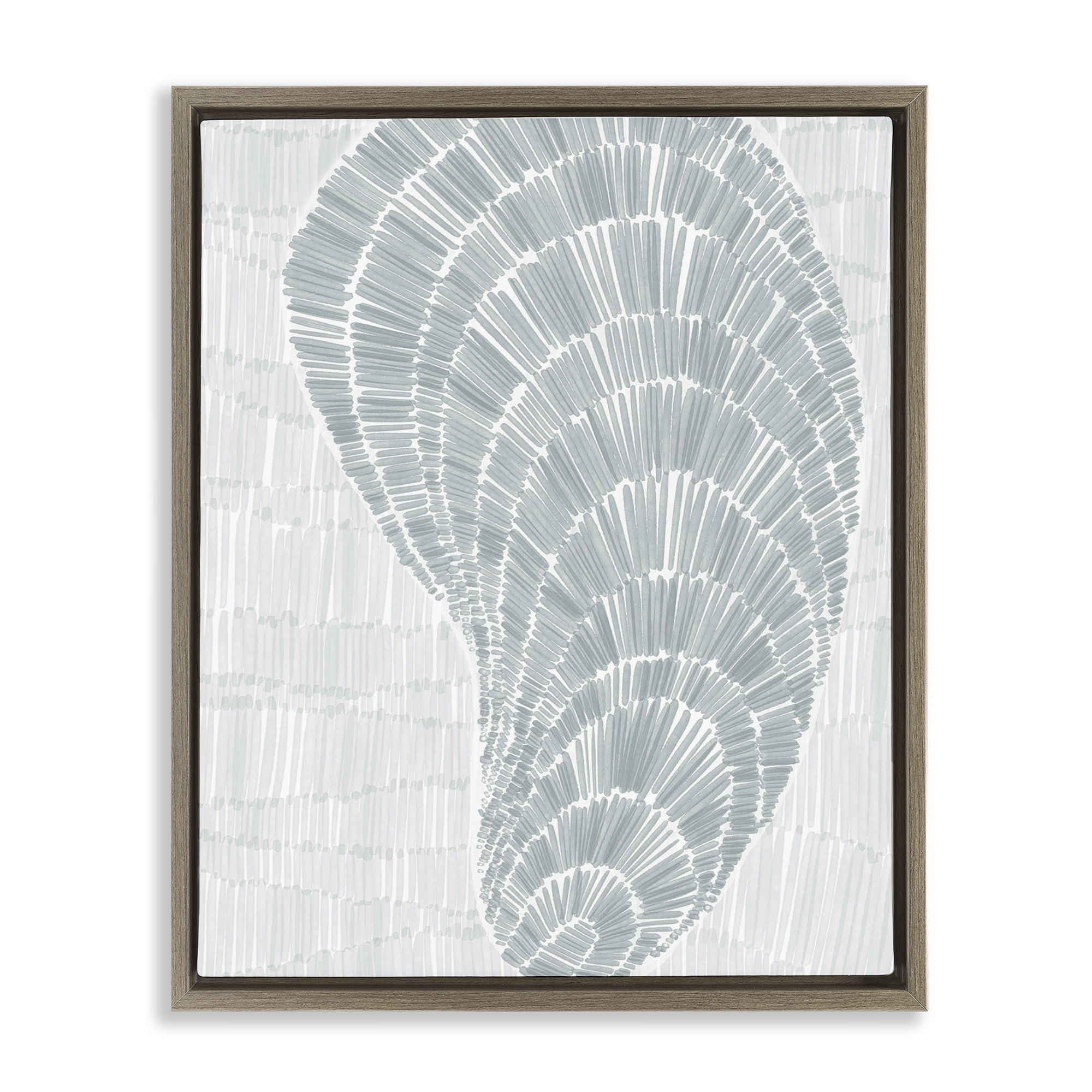 Stupell Industries Sketched Oyster Shell Nautical & Beach Painting Brown Floater Framed Canvas Art Print Wall Art, 17 x 21