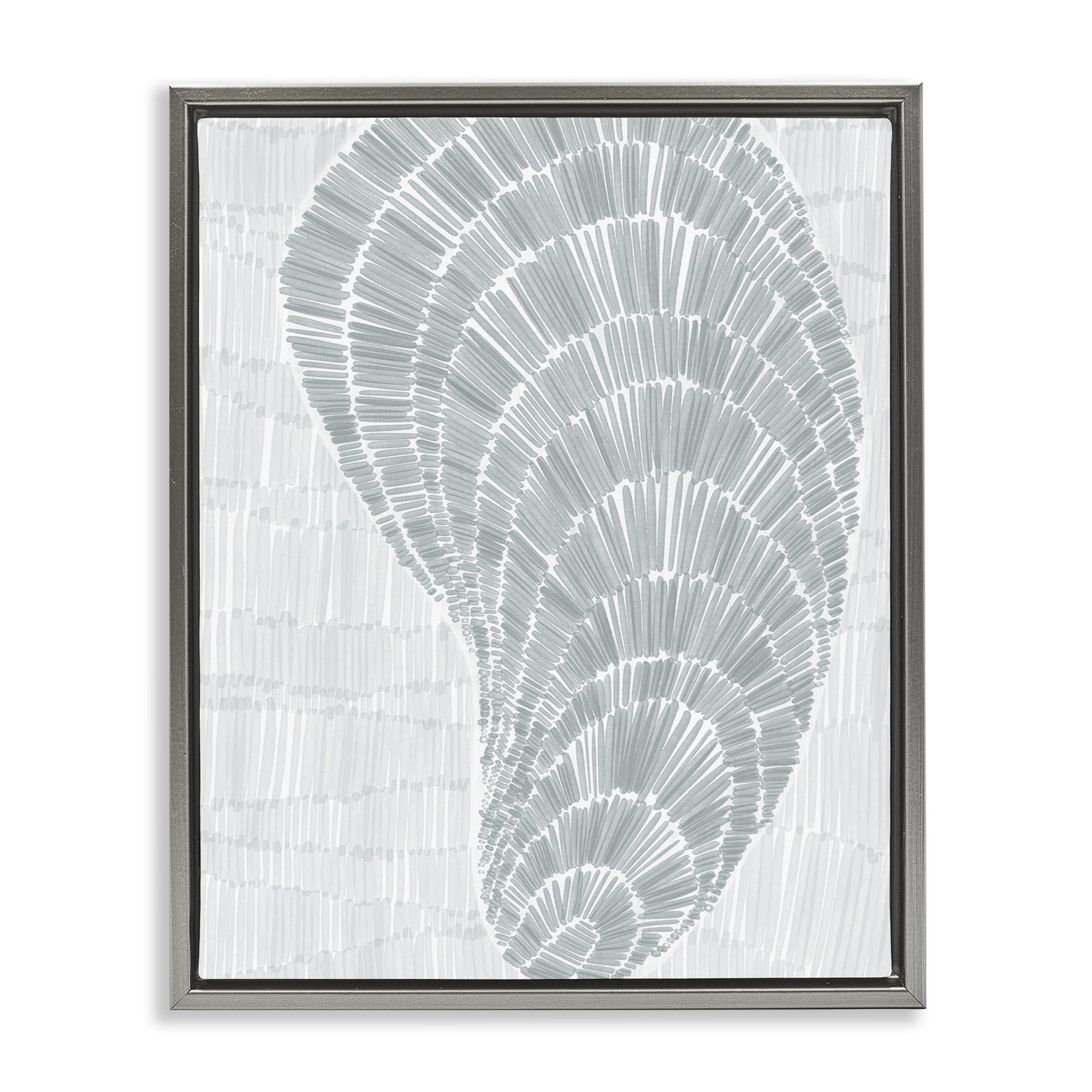 Stupell Industries Sketched Oyster Shell Nautical & Beach Painting Gray Floater Framed Canvas Art Print Wall Art, 17 x 21