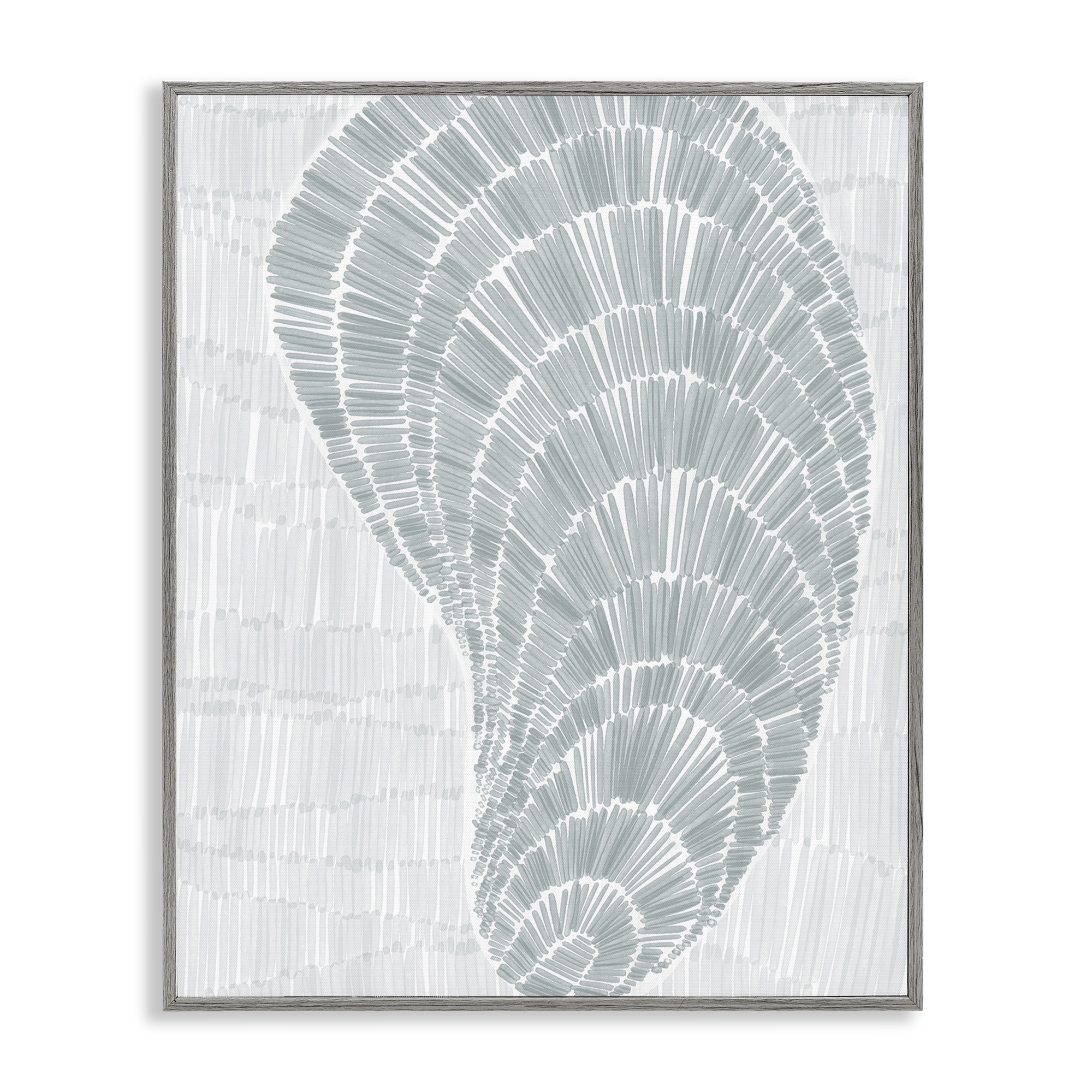 Stupell Industries Sketched Oyster Shell Nautical & Beach Painting Gray Framed Art Print Wall Art, 11 x 14