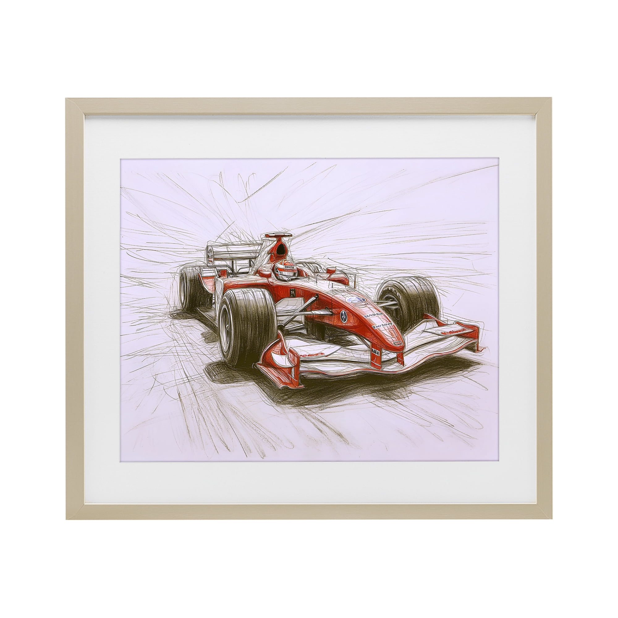 Stupell Industries Sketched Race Car Concept Birch Framed Print Under Glass, design by Steve Hunziker