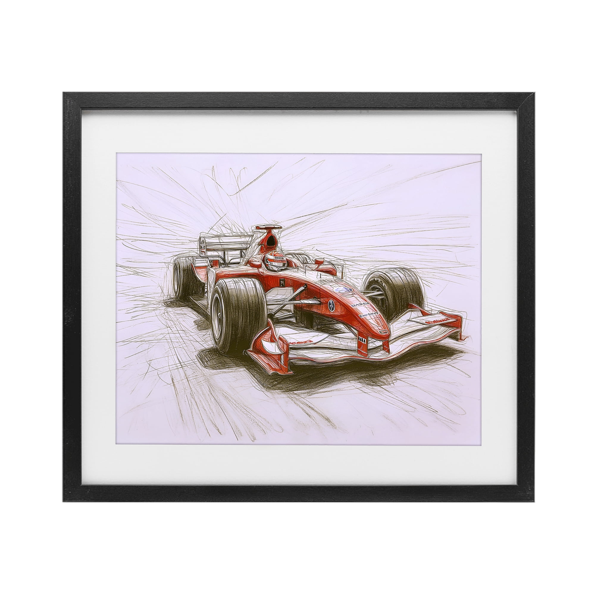 Stupell Industries Sketched Race Car Concept Black Framed Print Under Glass, design by Steve Hunziker