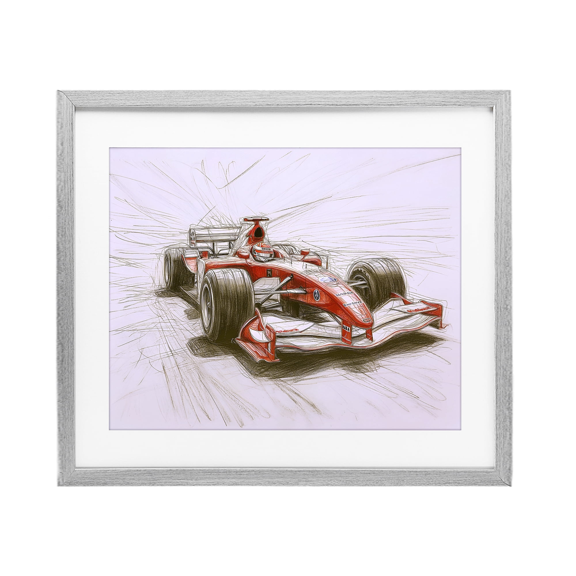 Stupell Industries Sketched Race Car Concept Gray Framed Print Under Glass, design by Steve Hunziker