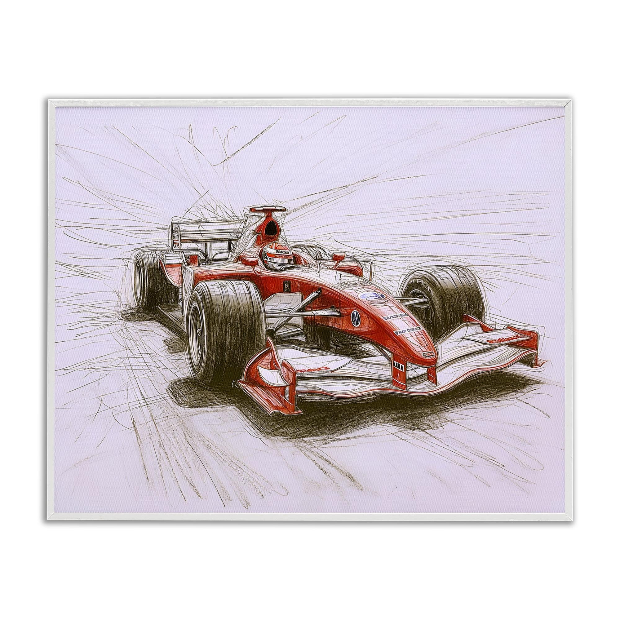 Stupell Industries Sketched Race Car Concept White Framed Giclee Art, design by Steve Hunziker