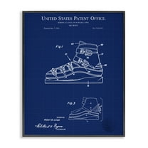 Stupell Industries Ski Boot Blueprint Sports Painting Black Framed Art Print Wall Art, 11 x 14