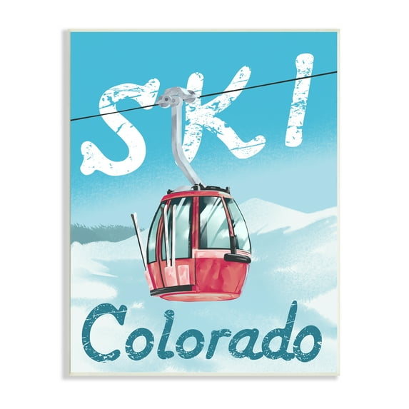 Stupell Industries Ski Colorado Winter Mountain Trolly Snowy Hill Sports Painting Unframed Art Print Wall Art, 10 x 15