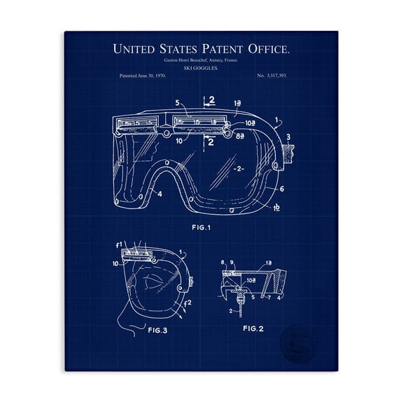 Stupell Industries Ski Goggles Blueprint Sports Painting Gallery Wrapped Canvas Art Print Wall Art, 16 x 20