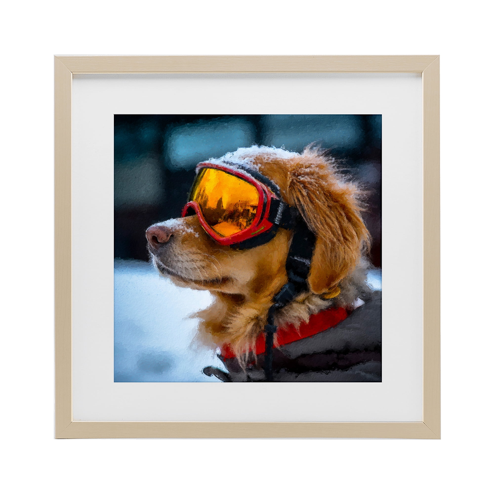Stupell Industries Ski Goggles Dog Birch Framed Print Under Glass, design by Sean Parnell